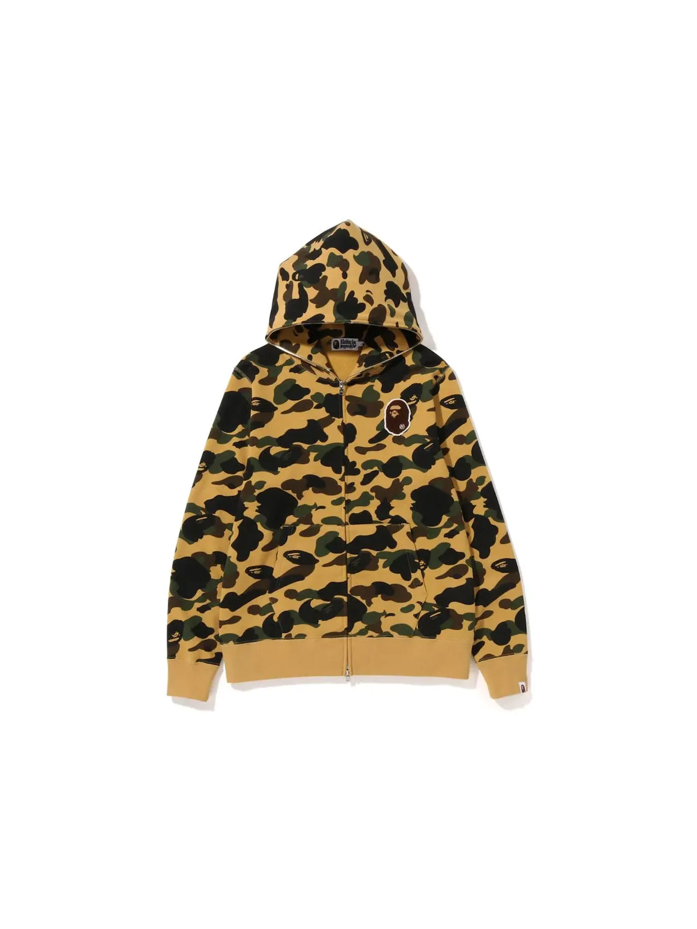 Мужская худи с принтом 1st Camo Ape Head Patched Full Zip Hoodie (FW22) BAPE — изображение 1 из 1, желтый