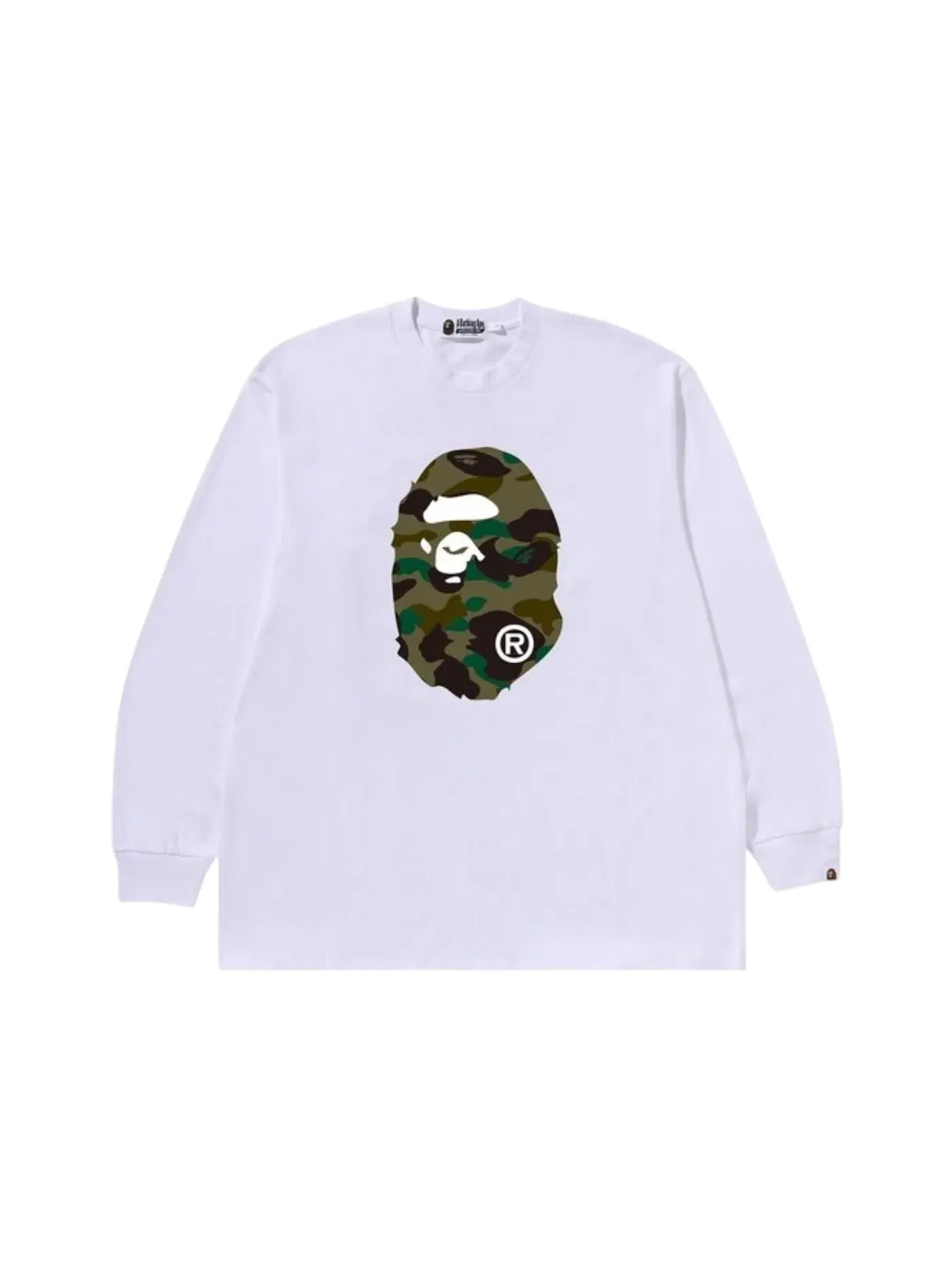 Мужская футболка с принтом BAPE 1st Camo Ape Head Relaxed Fit L/S Tee BAPE — изображение 1 из 1, белый