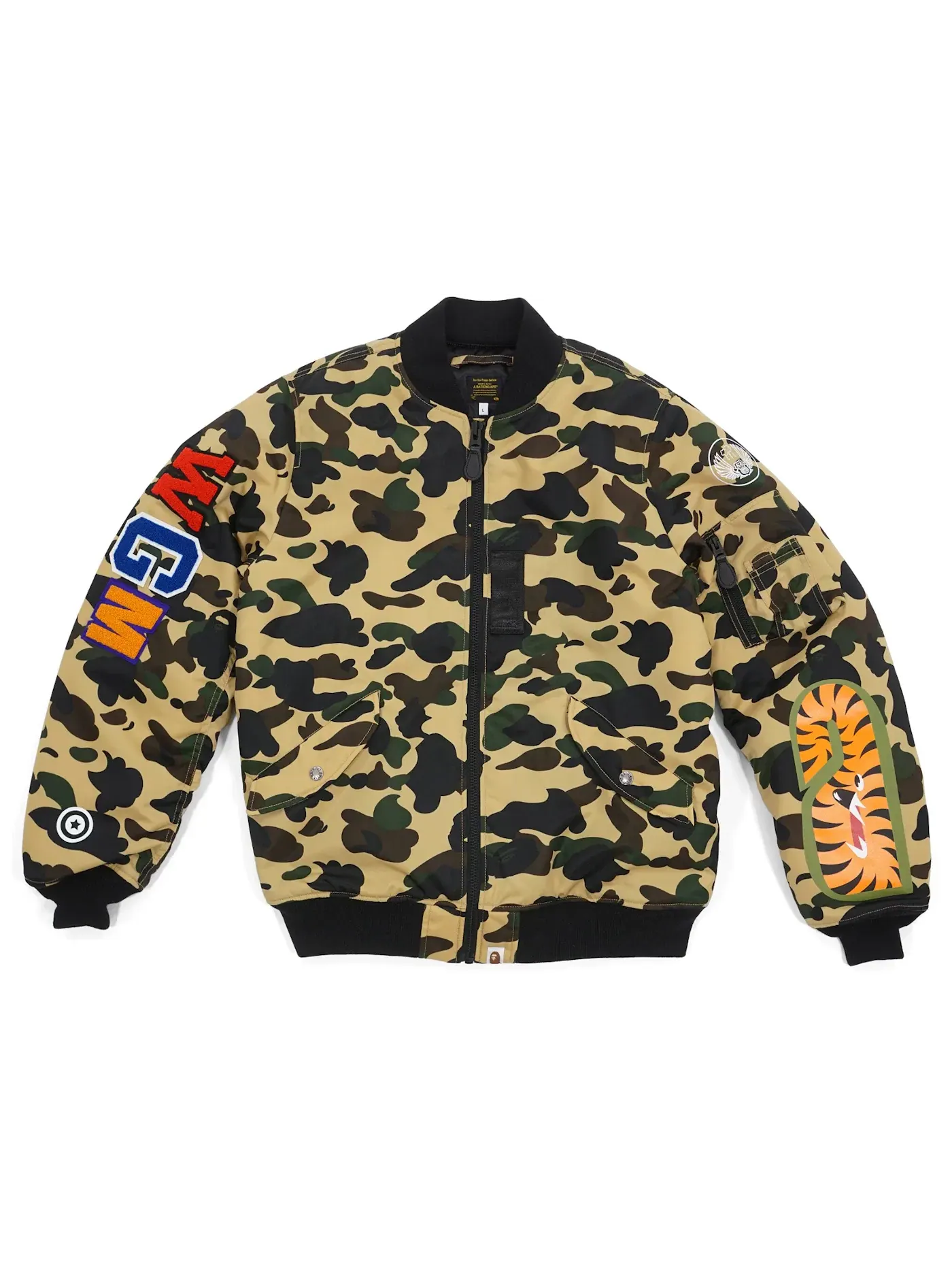 Мужская куртка MA1 с камуфляжем Back Shark BAPE — изображение 2 из 2, желтый