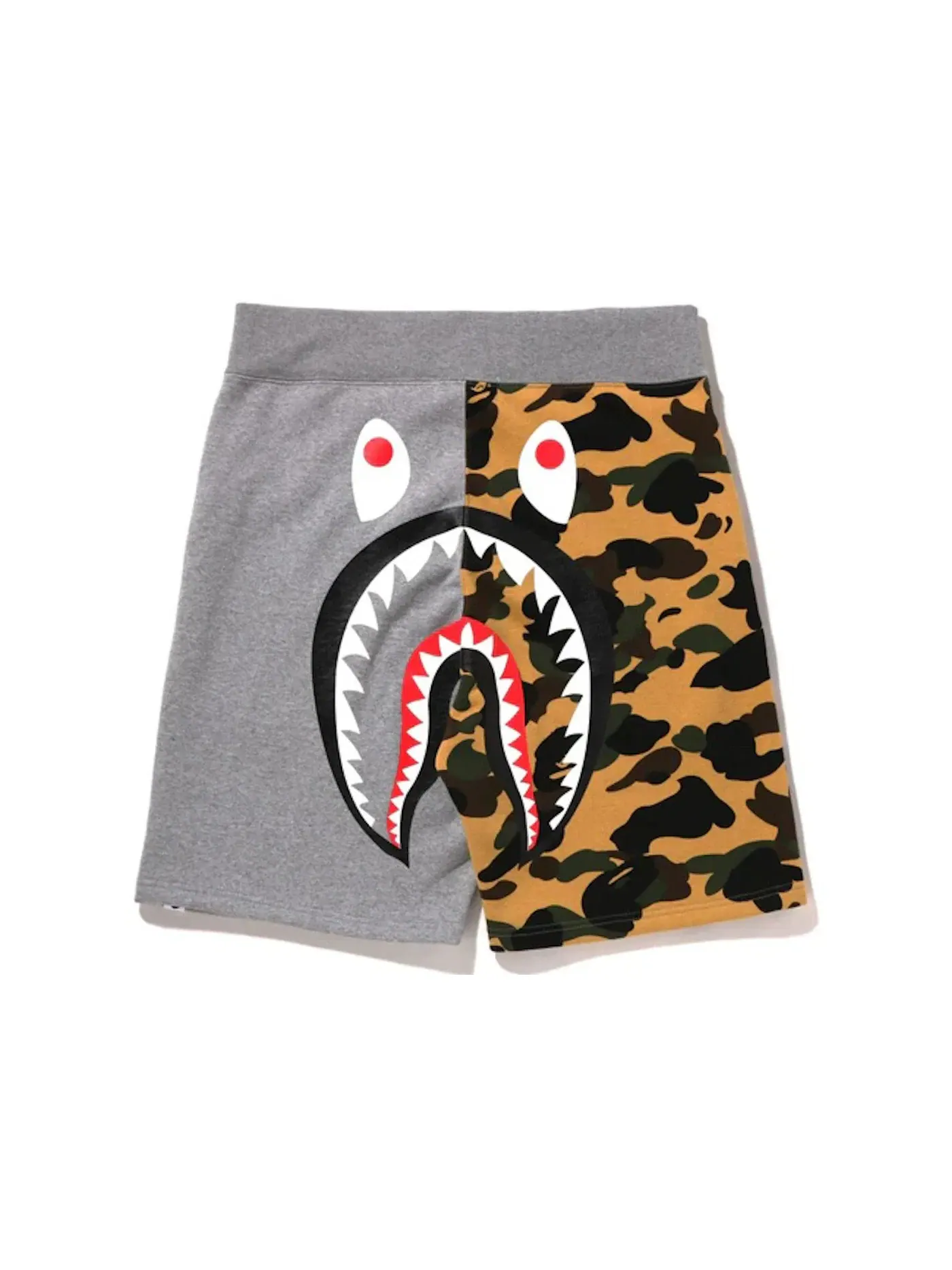 Мужские шорты с принтом 1st Camo Back Shark BAPE — изображение 1 из 2, серый/желтый