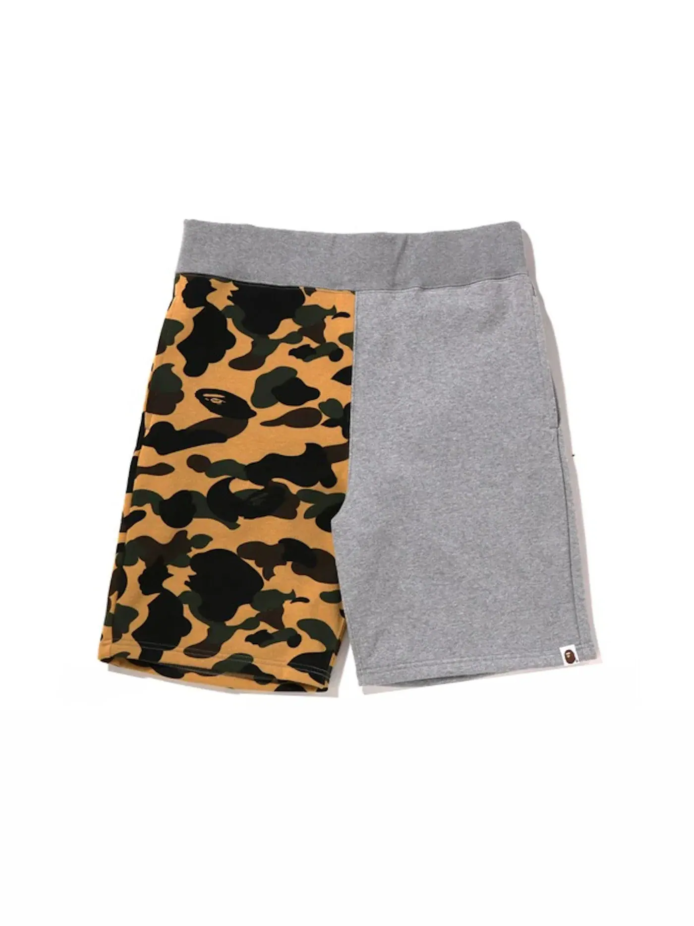 Мужские шорты с принтом 1st Camo Back Shark BAPE — изображение 2 из 2, серый/желтый