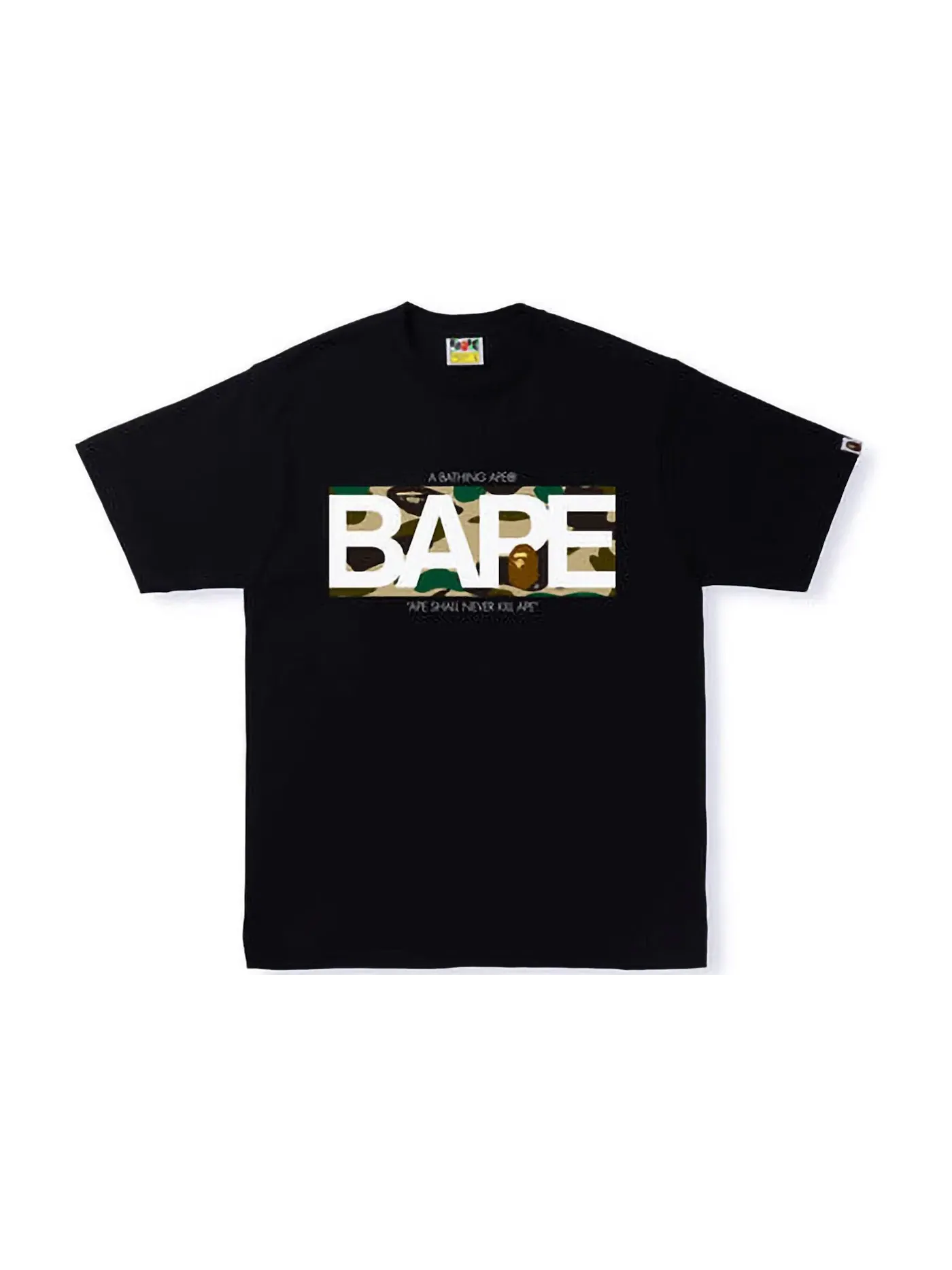 Мужская футболка с принтом BAPE 1st Camo BAPE Logo Tee — изображение 1 из 1, черный желтый