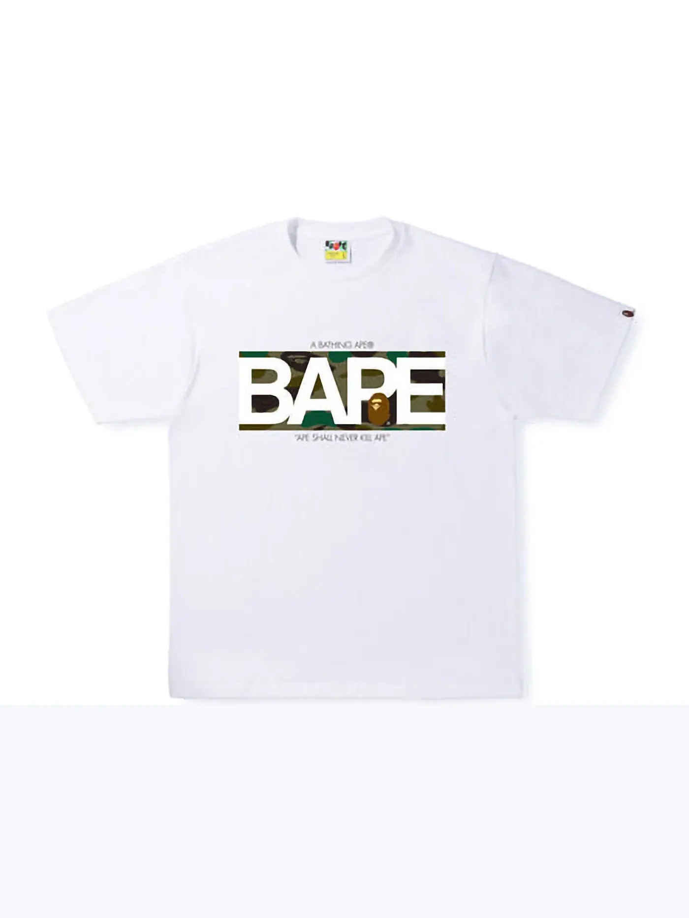 Мужская футболка с принтом BAPE 1st Camo BAPE Logo Tee — изображение 1 из 1, белый зеленый