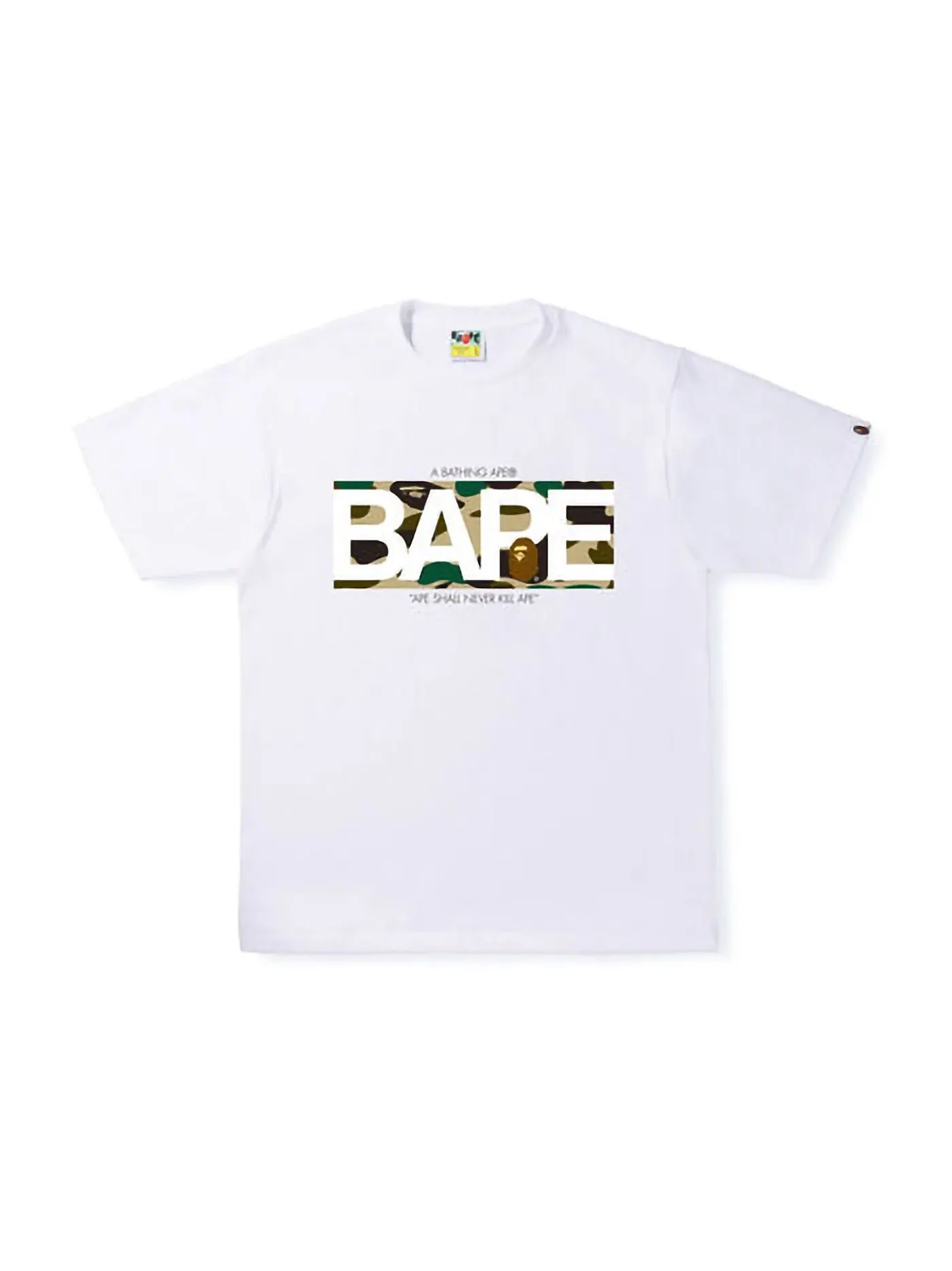 Мужская футболка с принтом BAPE 1st Camo BAPE Logo Tee BAPE — изображение 1 из 1, белый желтый