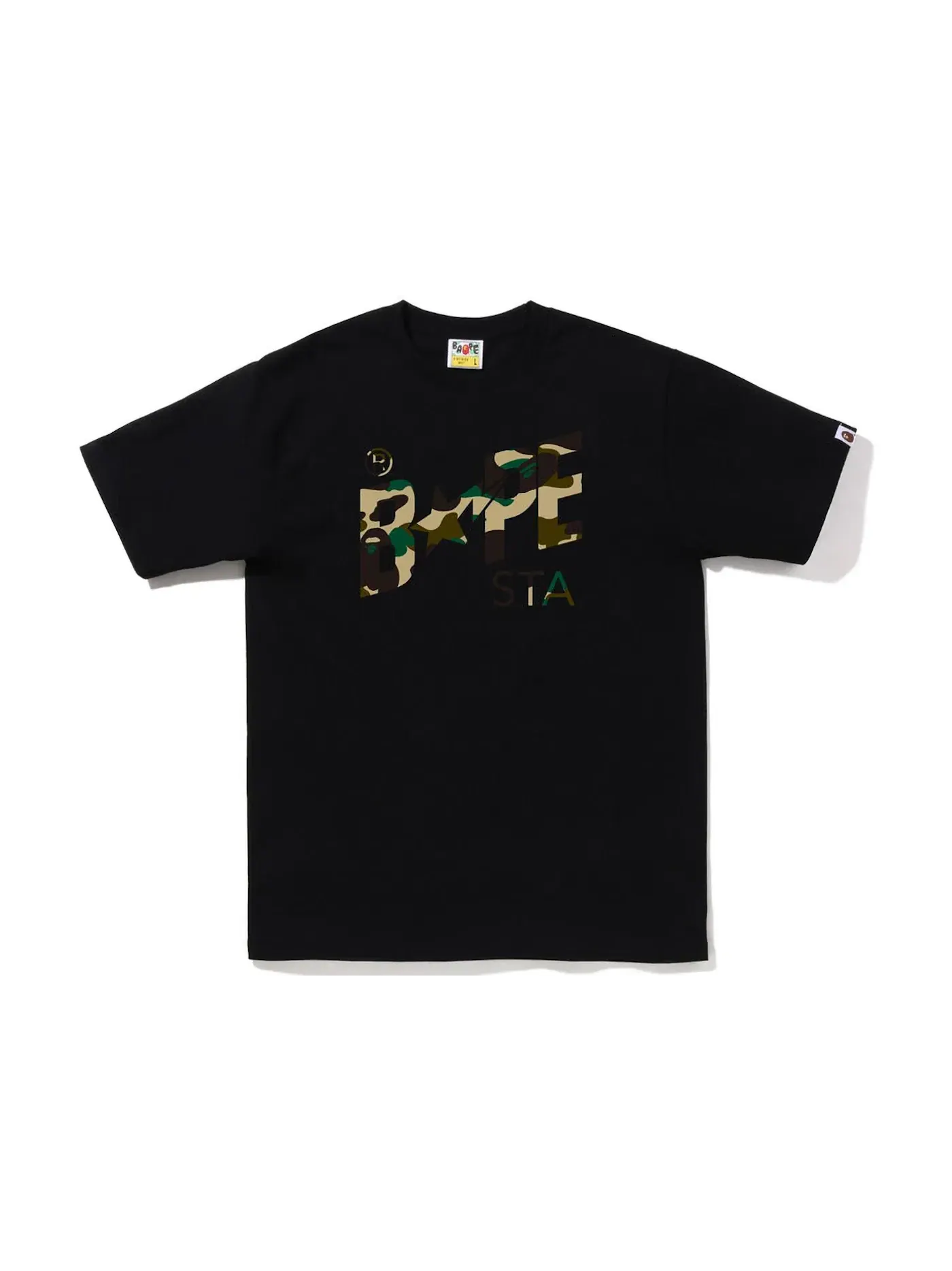 Мужская футболка с принтом BAPE 1st Camo BAPE Sta Logo Tee (FW22) — изображение 1 из 2, черный желтый