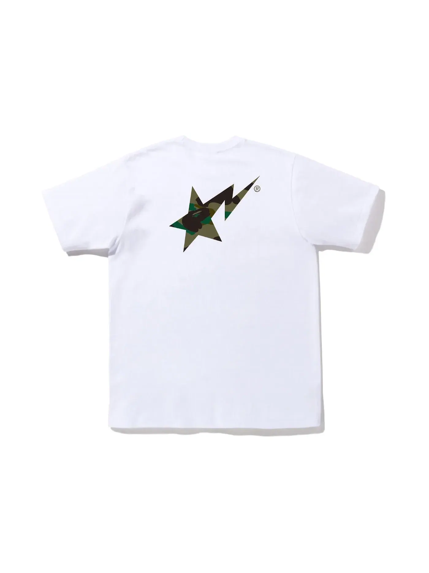Мужская футболка с принтом BAPE 1st Camo BAPE Sta Logo Tee (FW22) — изображение 2 из 2, белый зеленый