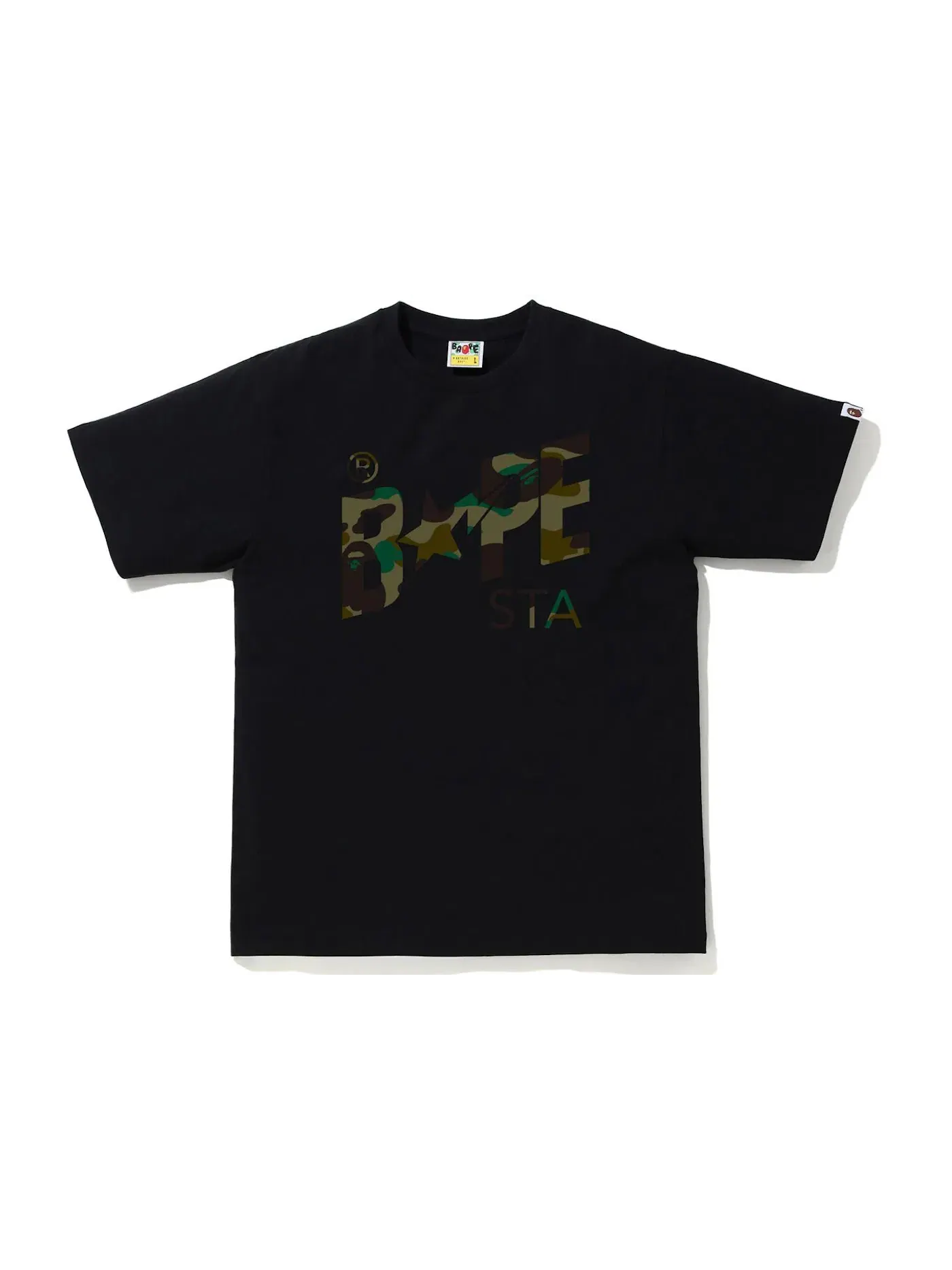 Мужская футболка с принтом BAPE 1st Camo Bapesta Logo Tee BAPE — изображение 1 из 2, черный/зеленый