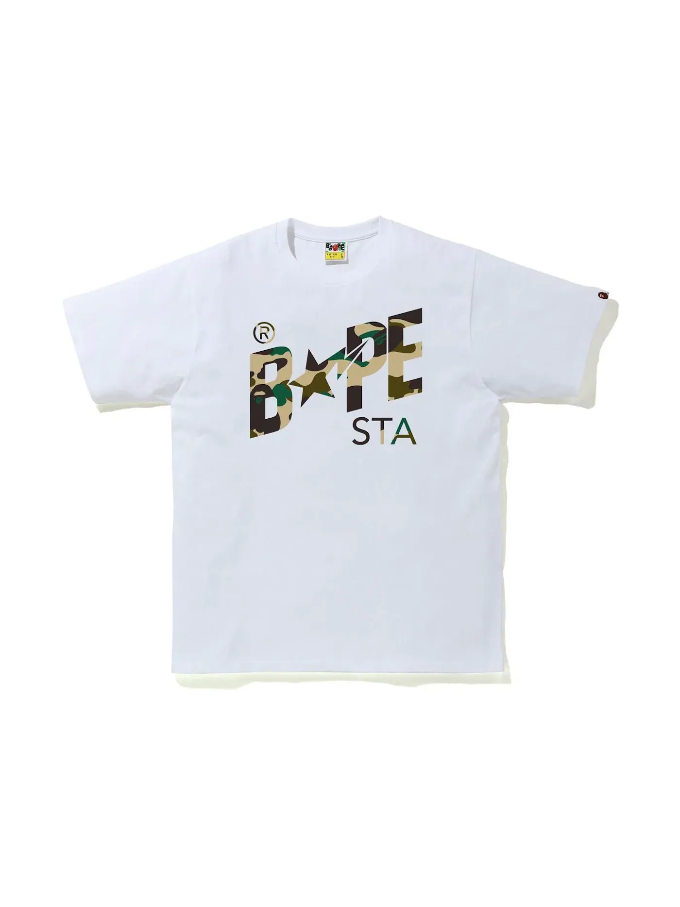 Мужская футболка с принтом BAPE 1st Camo Bapesta Logo Tee BAPE — изображение 1 из 2, белый/желтый