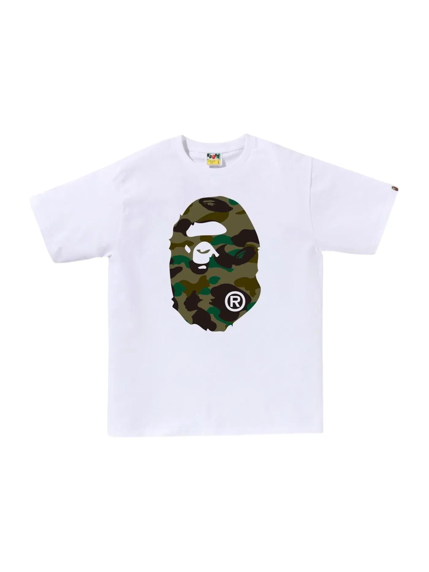 Мужская футболка с принтом BAPE 1st Camo Big Ape Head Tee FW25 BAPE — изображение 1 из 1, белый/зеленый