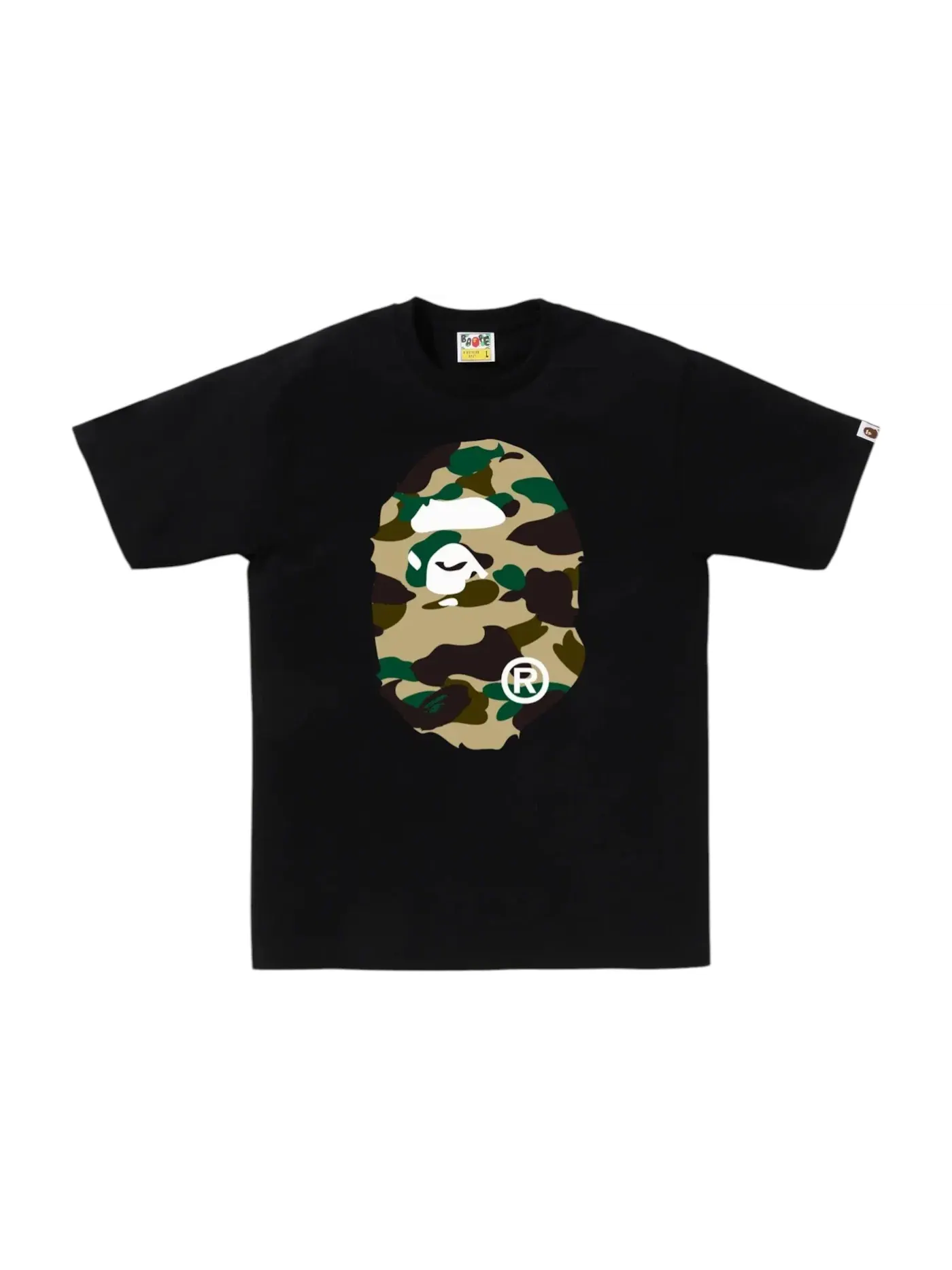 Мужская футболка с принтом 1st Camo Big Ape Head Tee (SS26) BAPE — изображение 1 из 1, черный/желтый