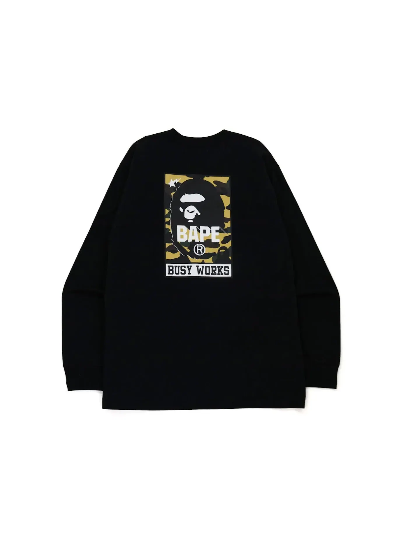 Мужская футболка свободного кроя BAPE 1st Camo Busy Works L/S Tee BAPE — изображение 1 из 2, черный