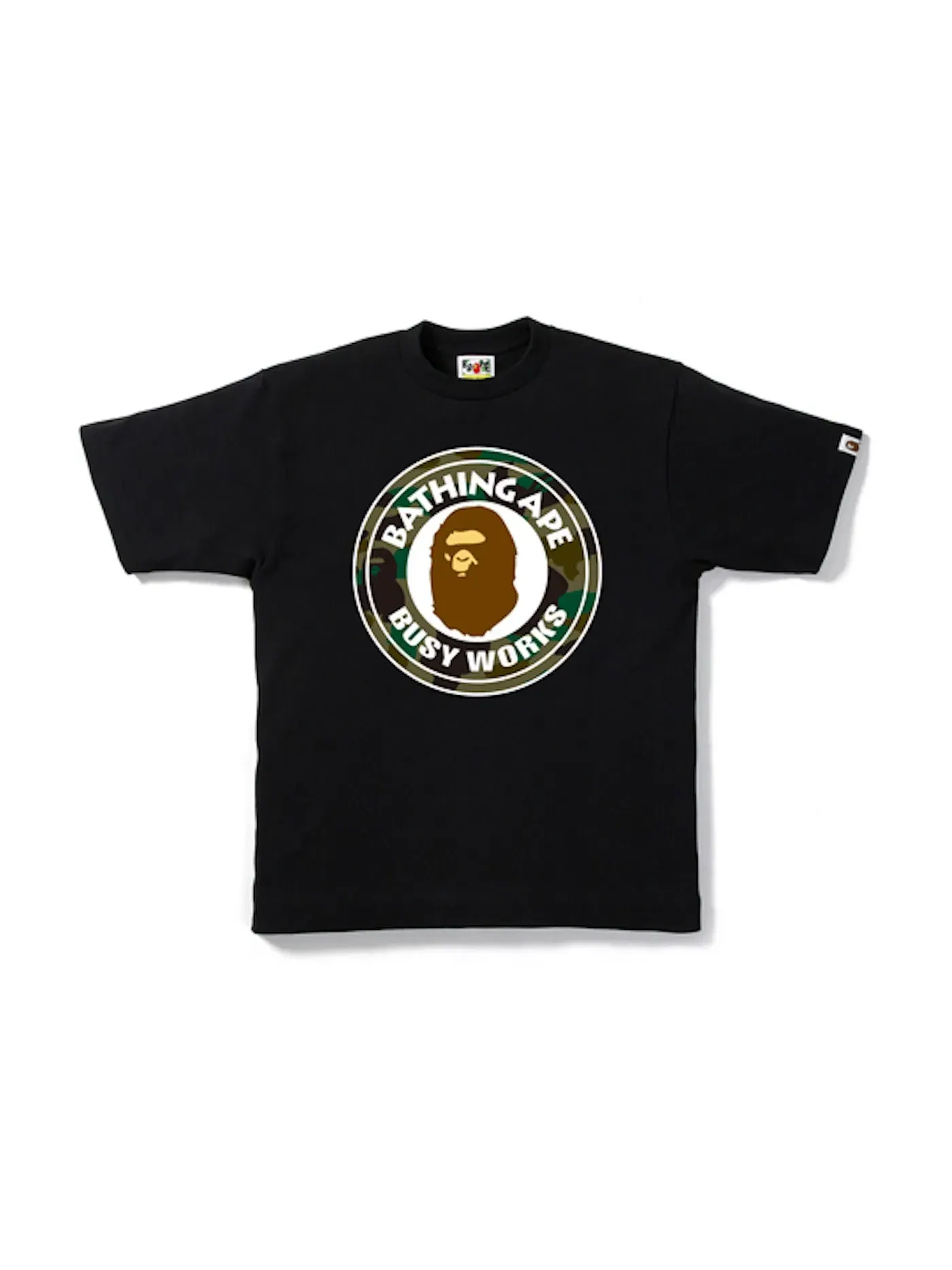 Мужская футболка с камуфляжным принтом Busy Works BAPE — изображение 1 из 1, черный/зеленый
