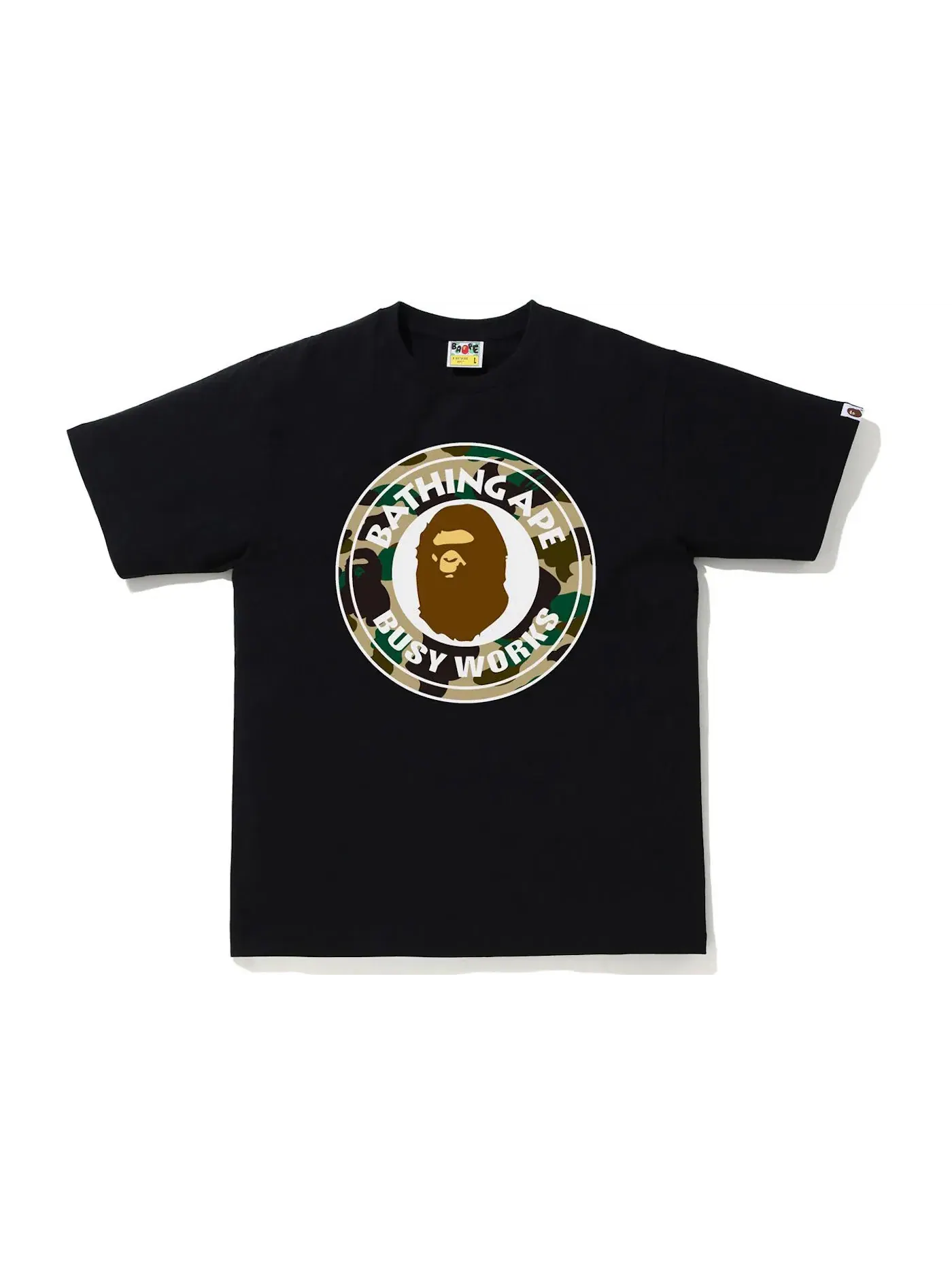 Мужская футболка с принтом BAPE 1st Camo Busy Works Tee (SS21) BAPE — изображение 1 из 1, черный/желтый