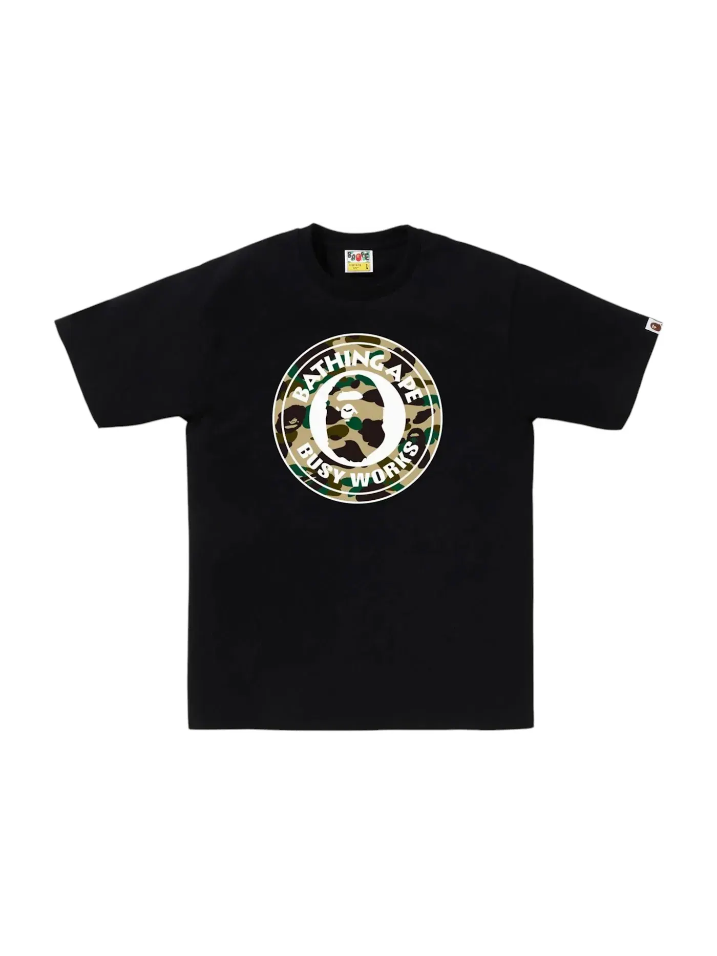 Мужская футболка с принтом BAPE 1st Camo Busy Works Tee BAPE — изображение 1 из 1, черный/желтый