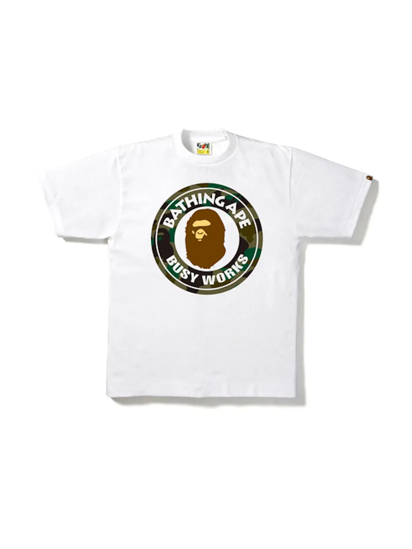 Мужская футболка с принтом Busy Works Tee BAPE — изображение 1 из 1, белый/зеленый