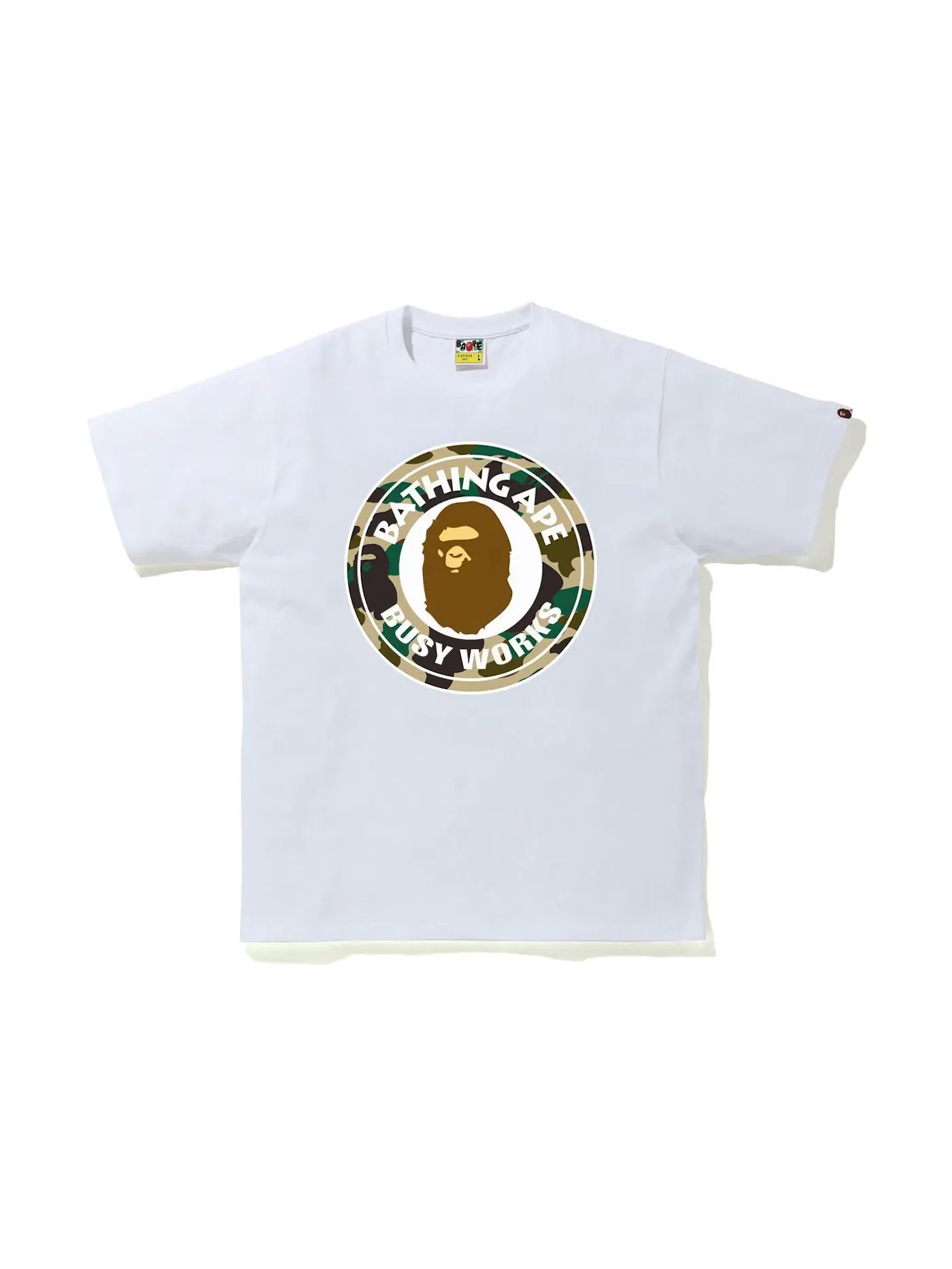 Мужская футболка с принтом BAPE 1st Camo Busy Works Tee (SS21) BAPE — изображение 1 из 1, белый/желтый