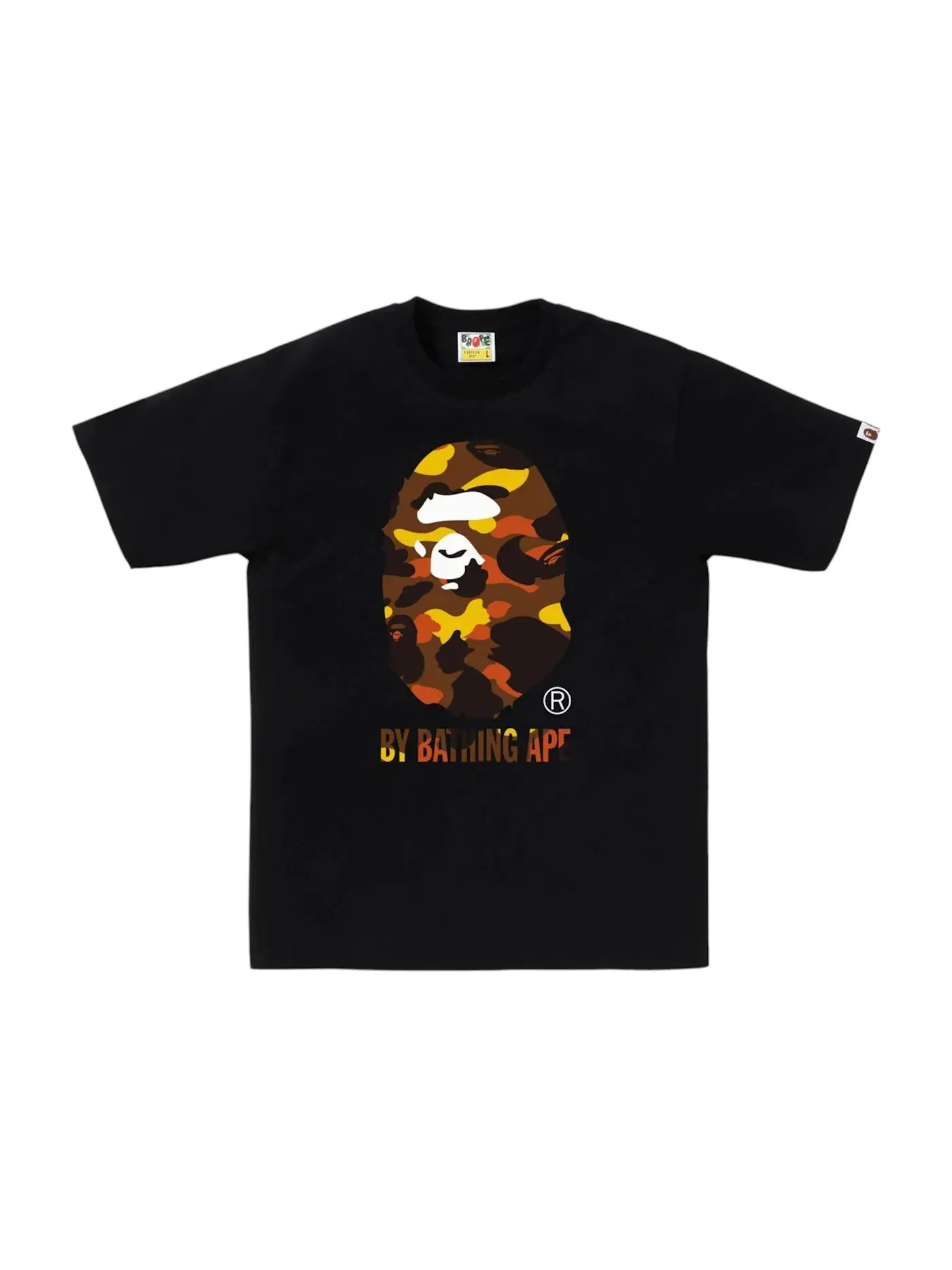 Мужская футболка с принтом BAPE 1st Camo By Bathing Ape Tee BAPE — изображение 1 из 1, черный/оранжевый