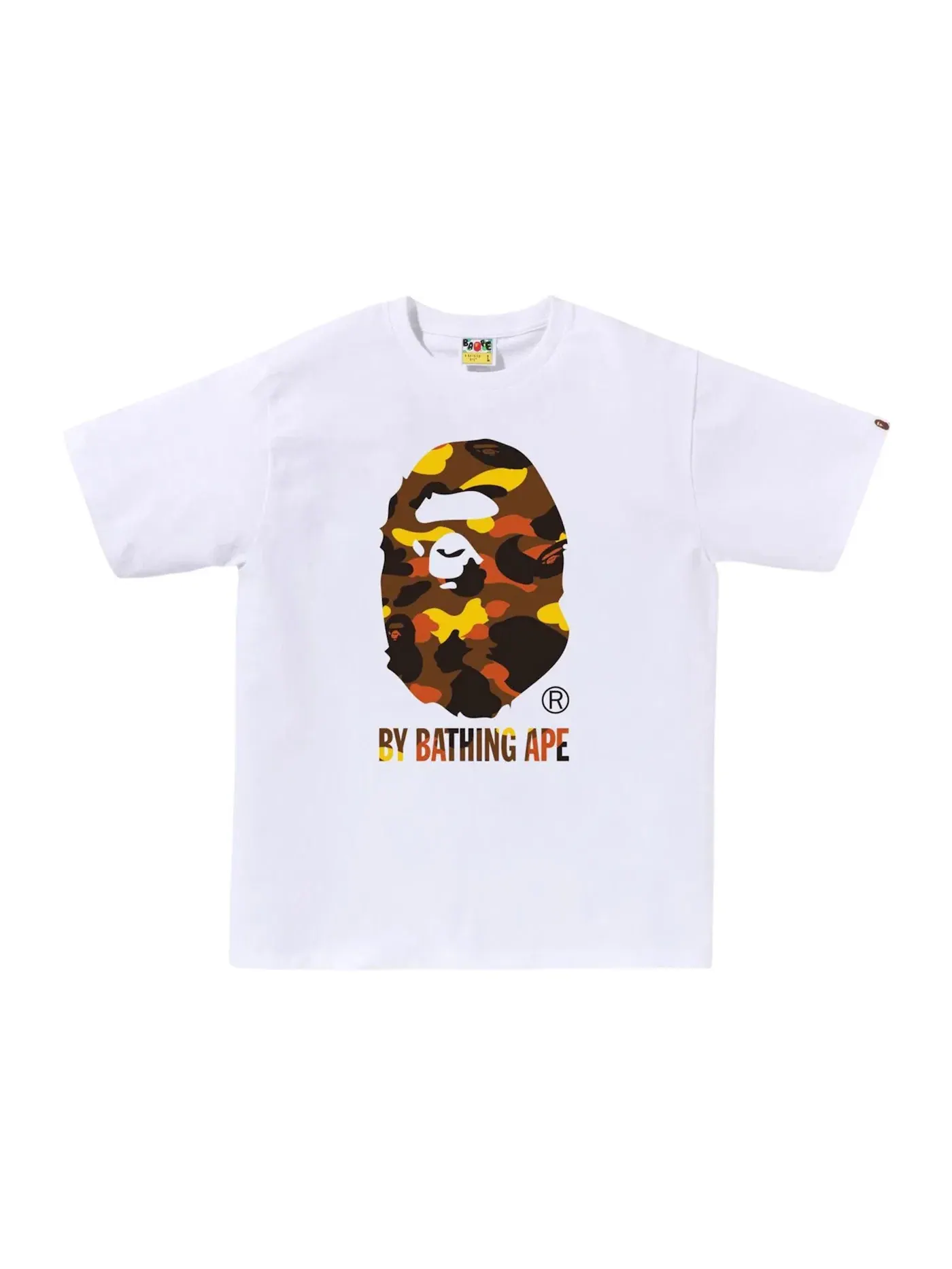 Мужская футболка с камуфляжным принтом BAPE Tee BAPE — изображение 1 из 1, белый/оранжевый