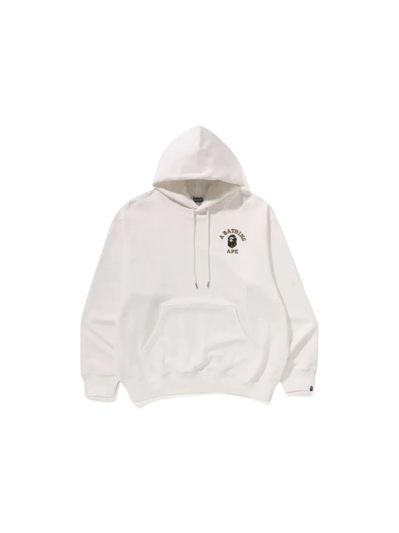 Мужской пуловер с капюшоном свободного кроя с принтом BAPE 1st Camo College Logo BAPE — изображение 1 из 1, белый