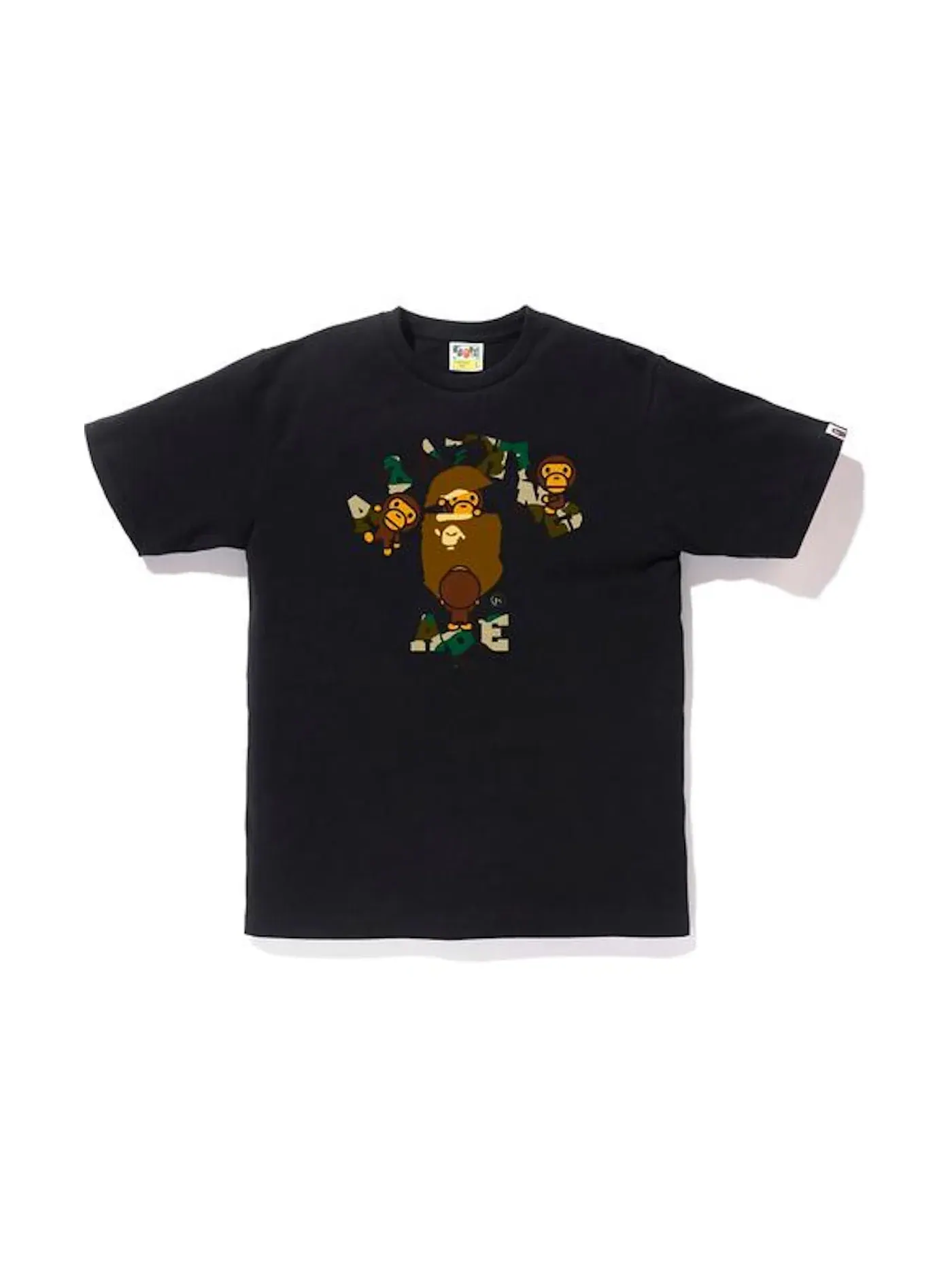 Мужская футболка с принтом BAPE 1st Camo College Milo Tee BAPE — изображение 1 из 1, черный/желтый