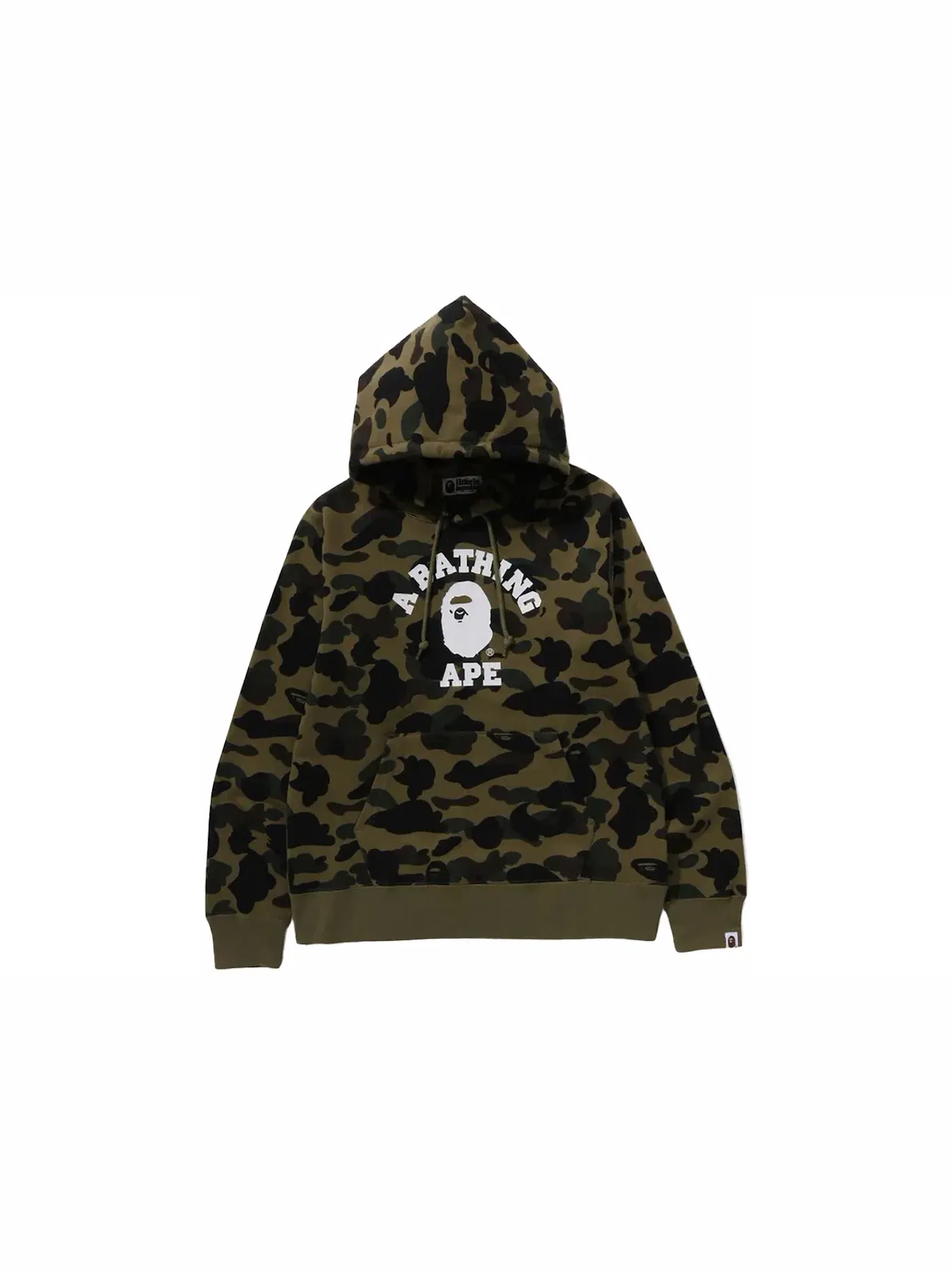 Мужской пуловер-худи с камуфляжным принтом BAPE 1st Camo College Pullover Hoodie — изображение 1 из 1, зеленый