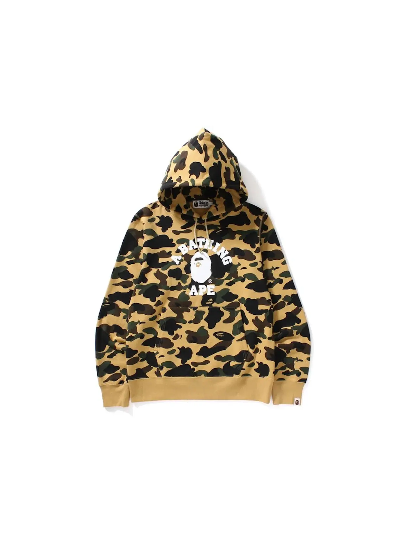 Мужской худи с камуфляжным принтом BAPE 1st Camo College Pullover Hoodie — изображение 1 из 1, желтый