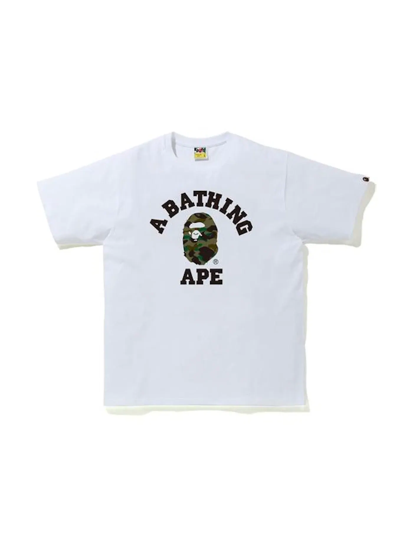 Мужская футболка с принтом BAPE 1st Camo College T-Shirt BAPE — изображение 1 из 1, белый/зеленый