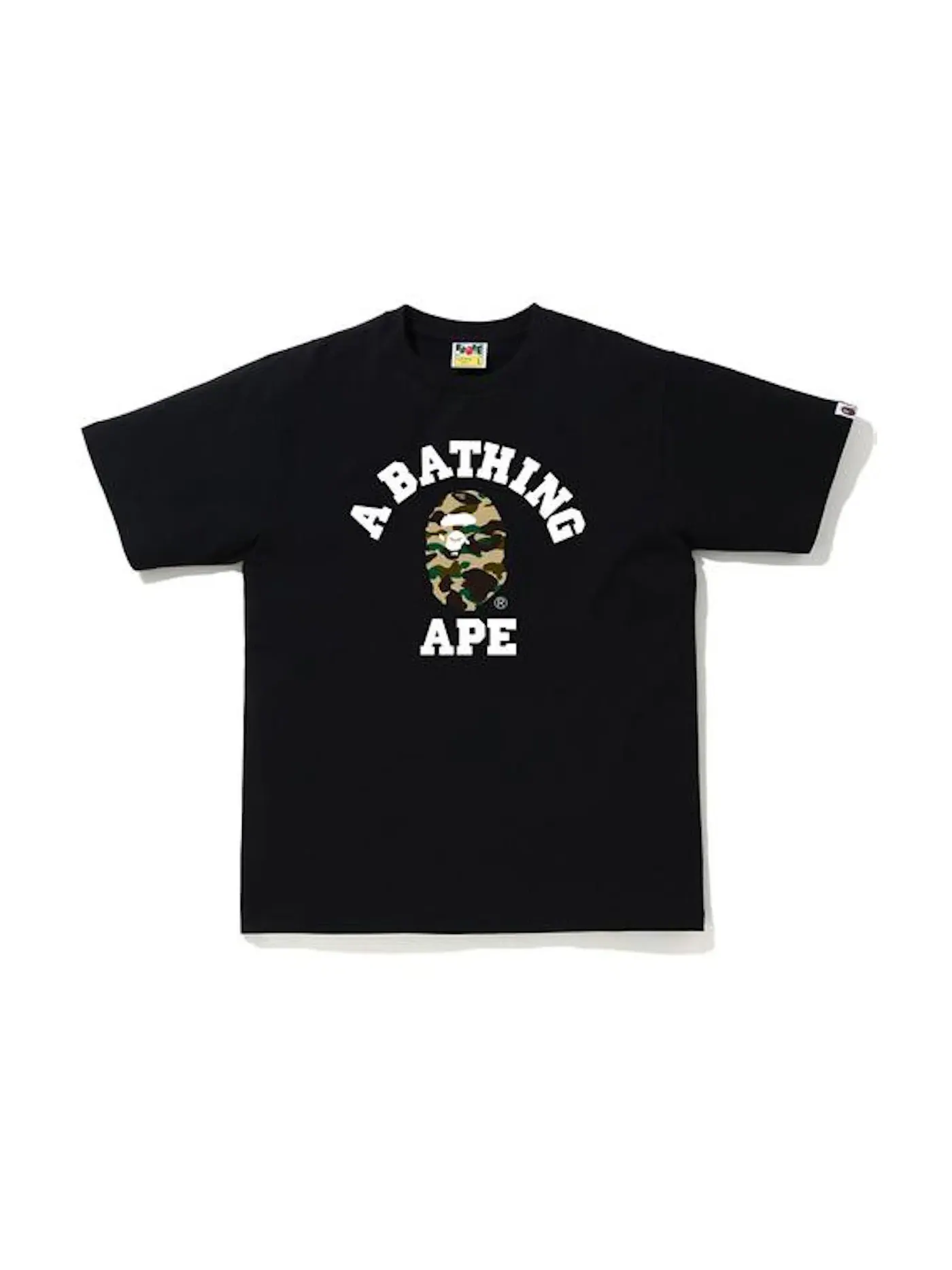 Мужская футболка с принтом BAPE 1st Camo College T-Shirt BAPE — изображение 1 из 1, черный/желтый