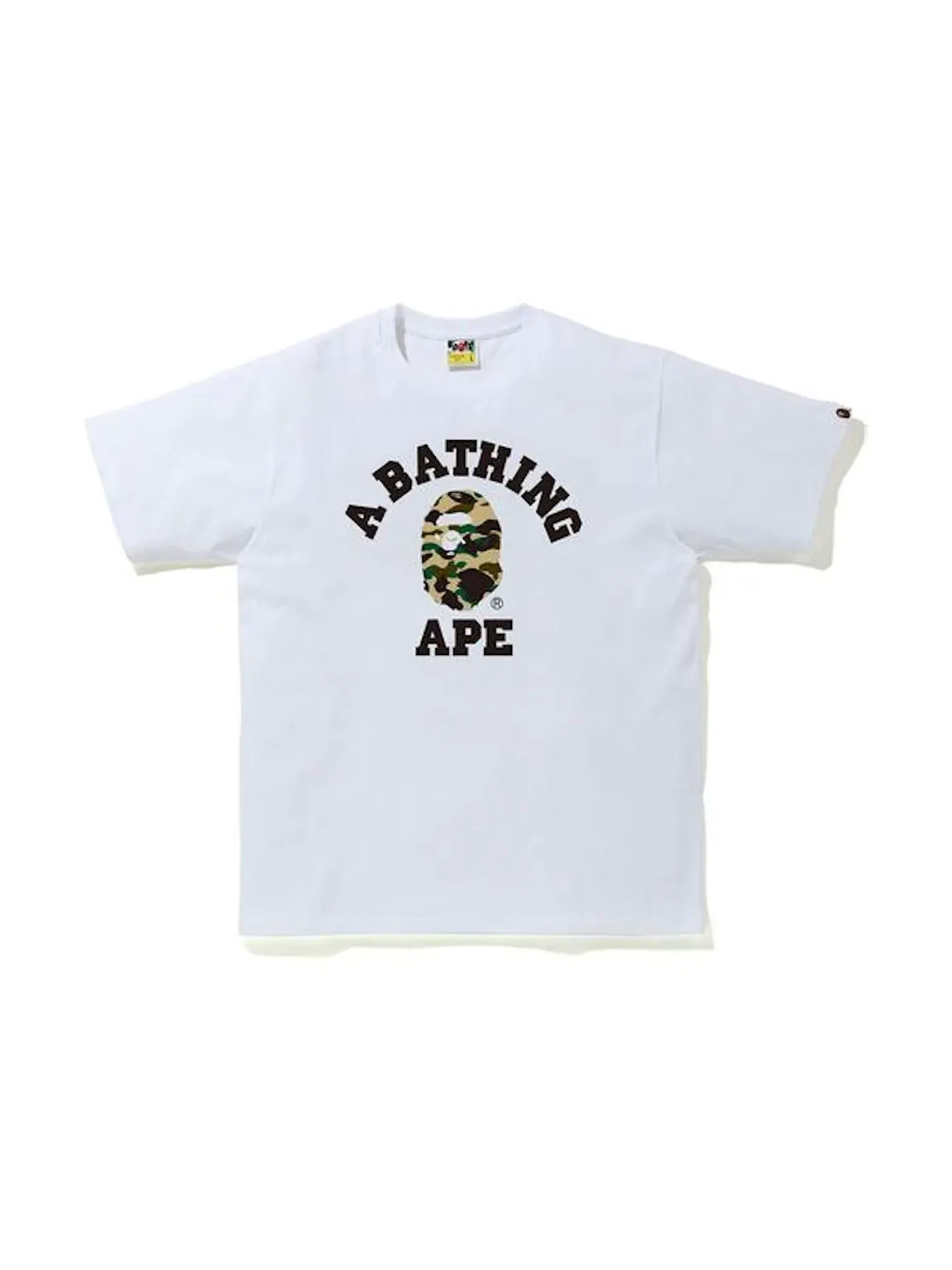 Мужская футболка с принтом BAPE 1st Camo College T-Shirt BAPE — изображение 1 из 1, белый/желтый