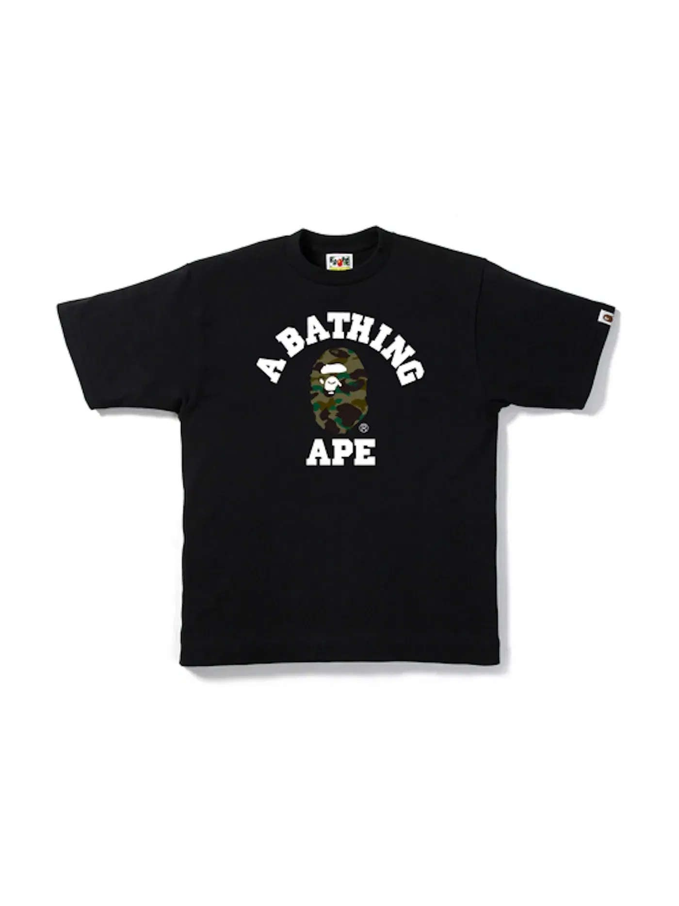 Мужская футболка с принтом BAPE 1st Camo College Tee — изображение 1 из 1, черный/оливковый