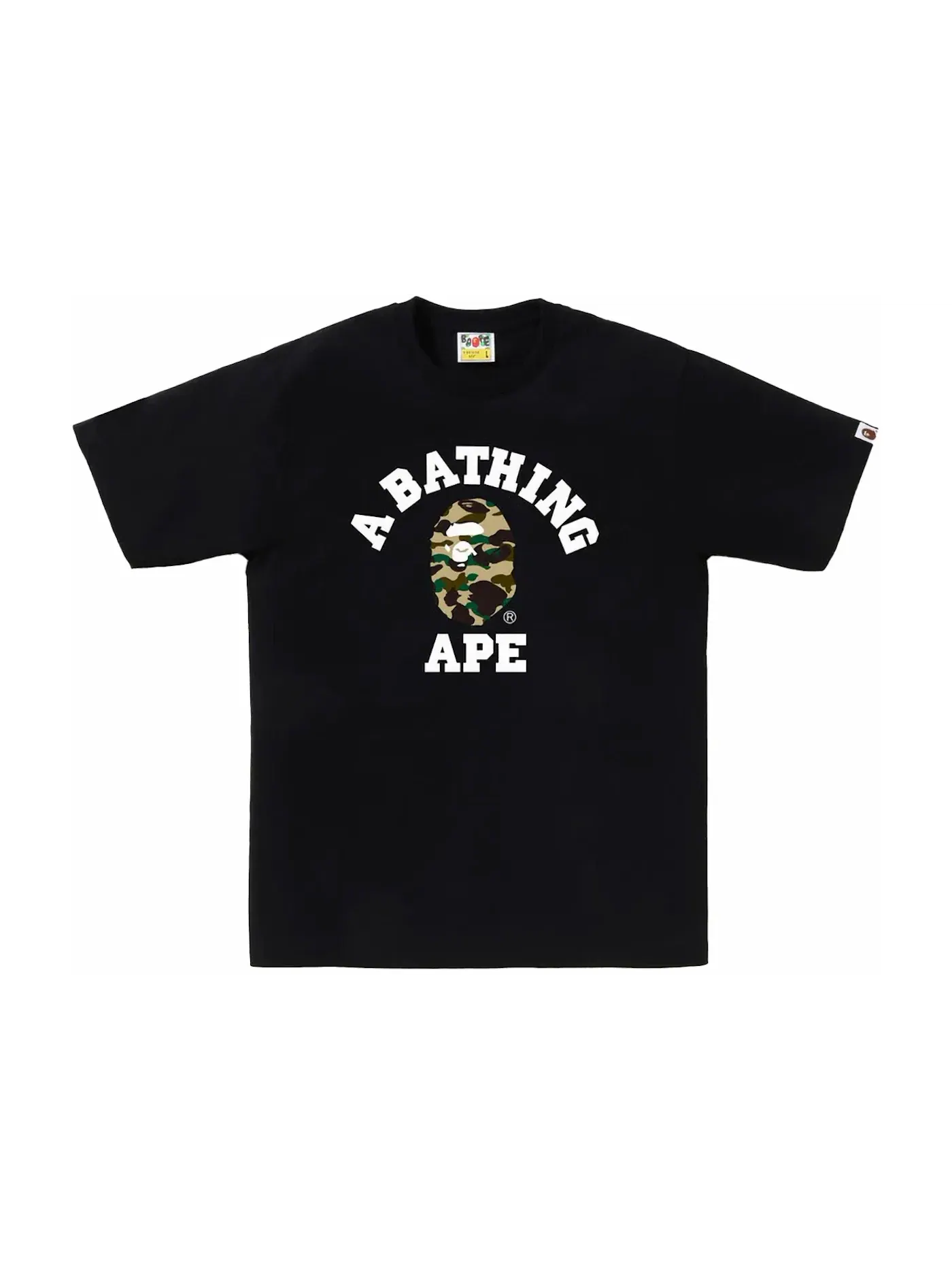 Мужская футболка с принтом BAPE 1st Camo College Tee BAPE — изображение 1 из 1, черный/желтый