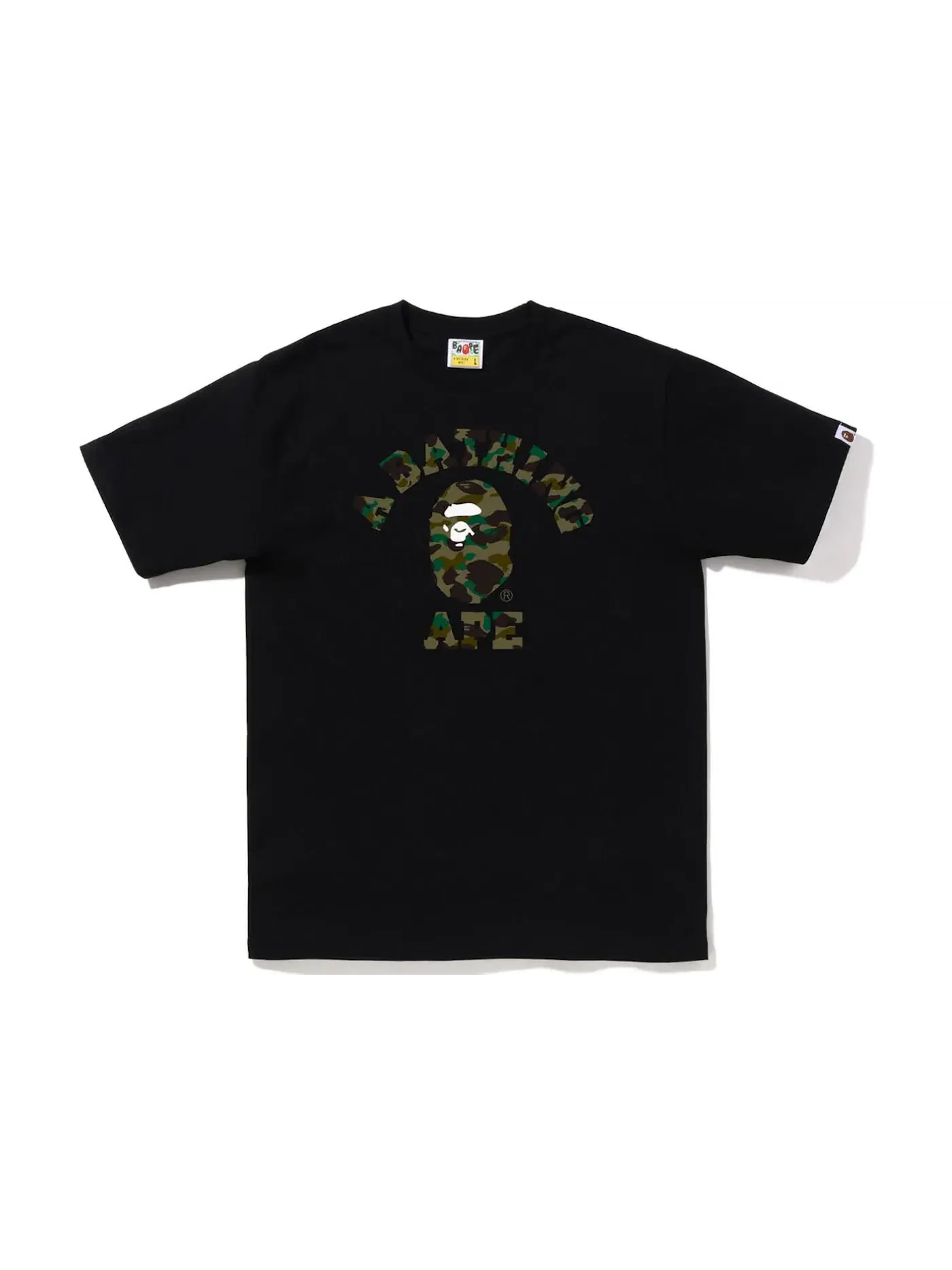 Мужская футболка с принтом BAPE 1st Camo College Tee (FW22) BAPE — изображение 1 из 1, черный зеленый