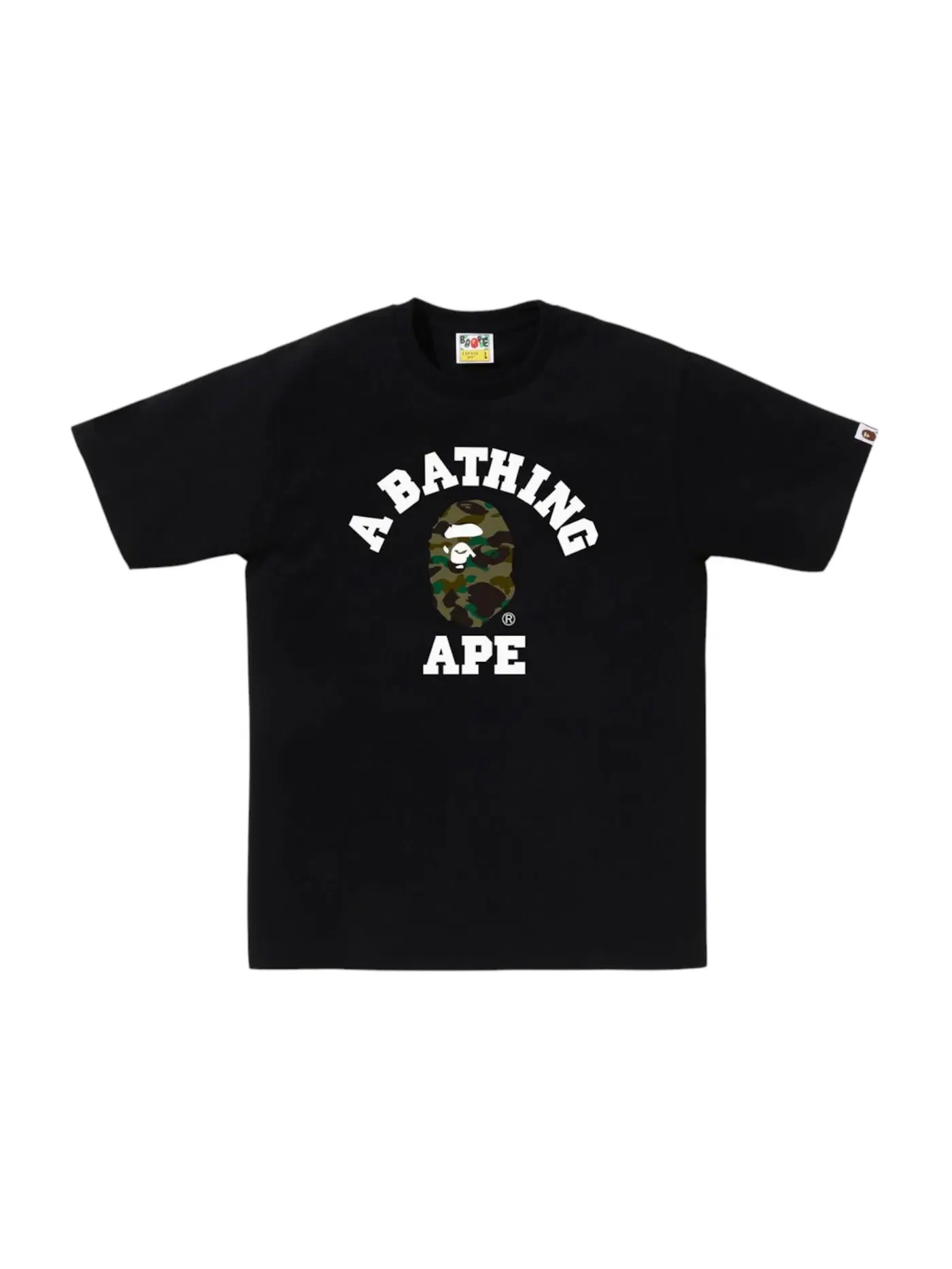 Мужская футболка с принтом BAPE 1st Camo College Tee (FW25) BAPE — изображение 1 из 1, черный/зеленый