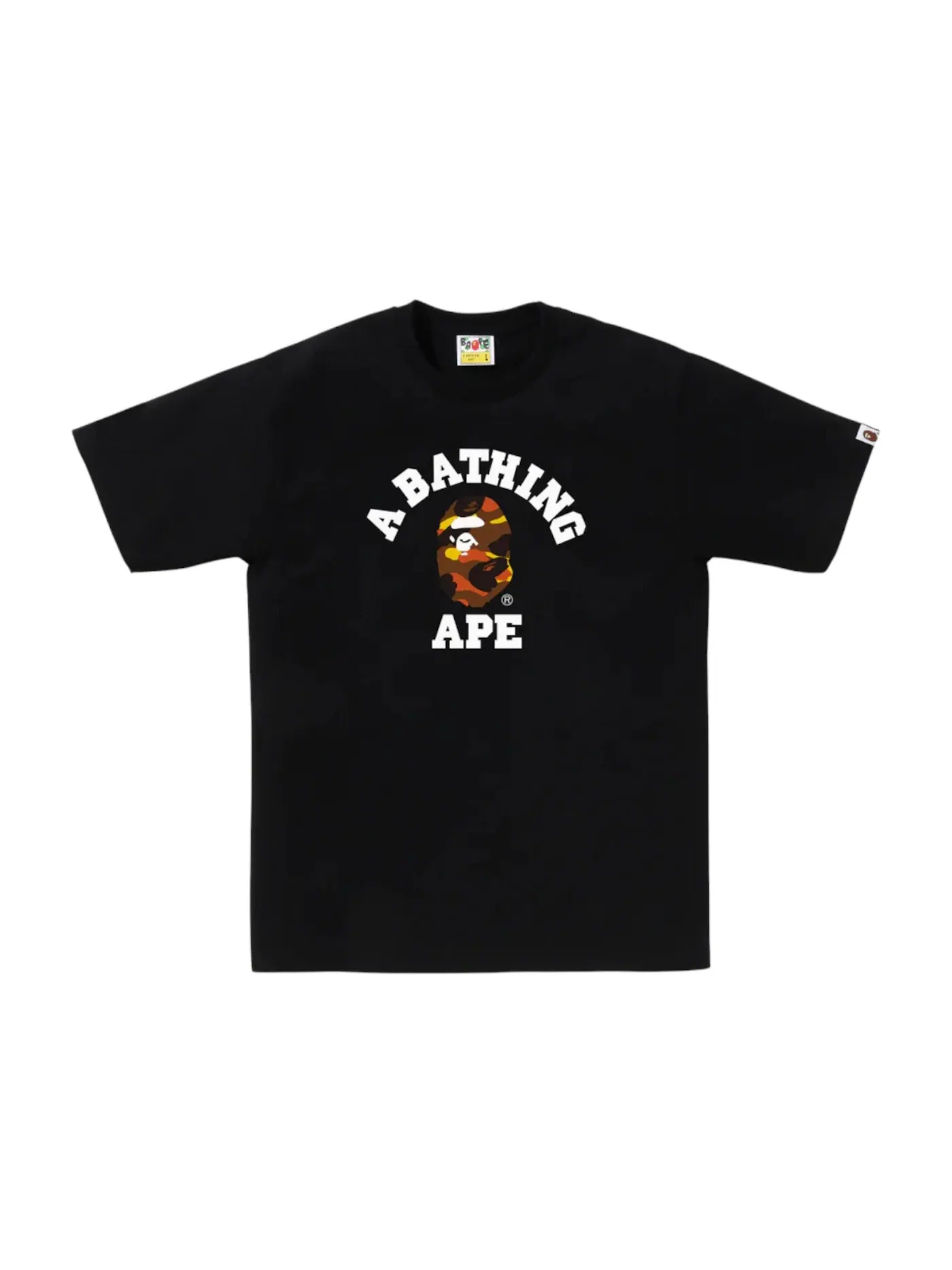 Мужская футболка с принтом BAPE 1st Camo College Tee (FW25) BAPE — изображение 1 из 1, черный оранжевый