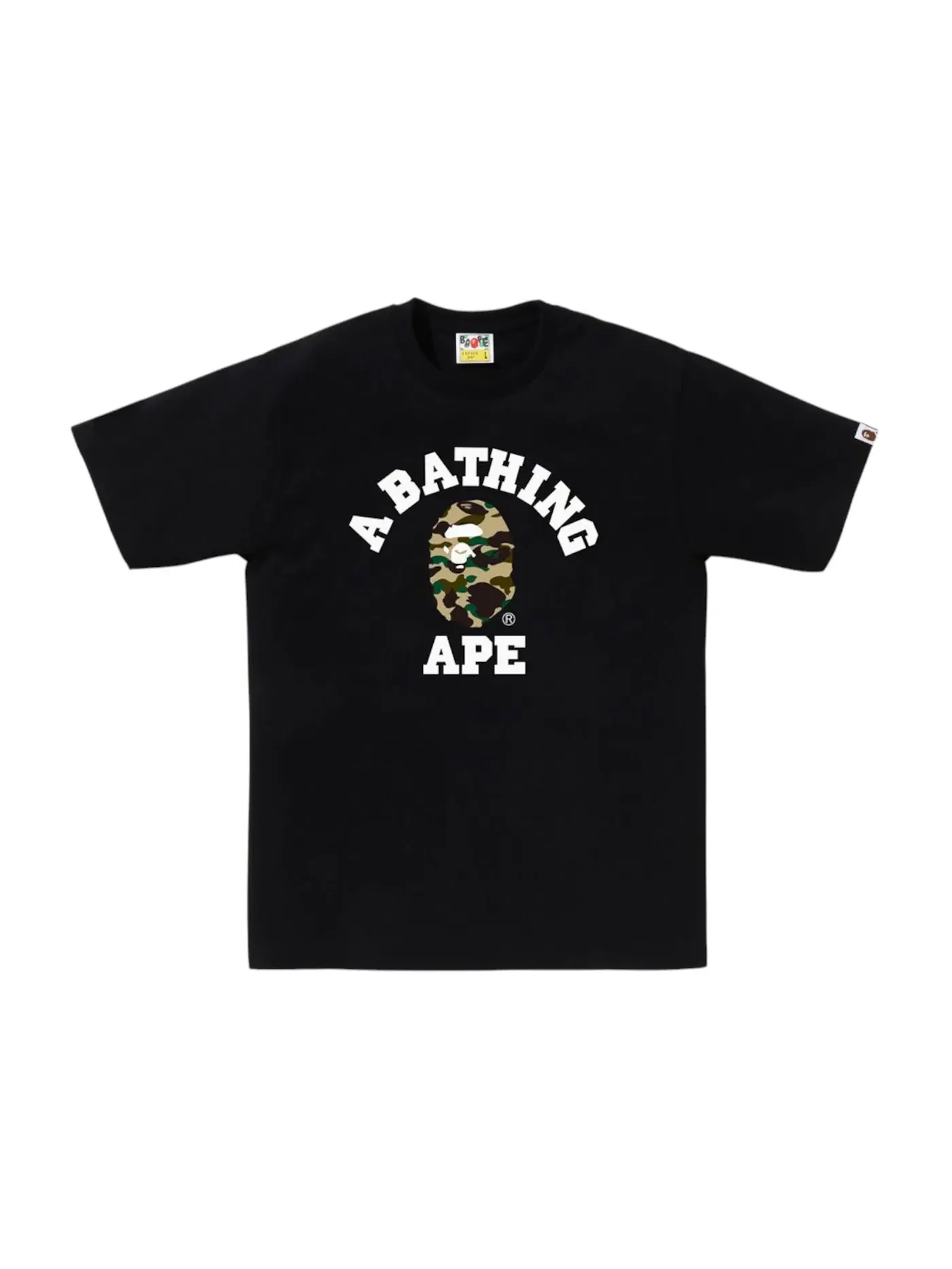 Мужская футболка с камуфляжным принтом BAPE 1st Camo College Tee (FW25) — изображение 1 из 1, черный/желтый
