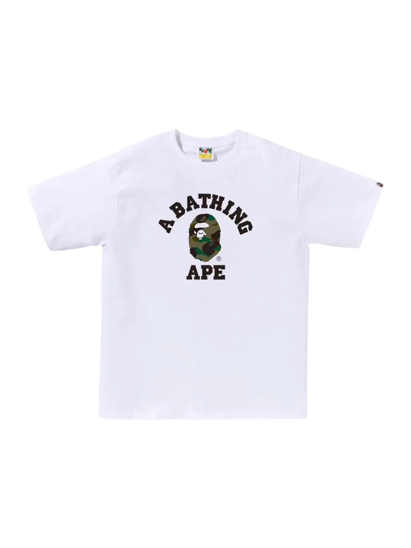 Мужская футболка с принтом BAPE 1st Camo College Tee (FW25) BAPE — изображение 1 из 1, белый зеленый