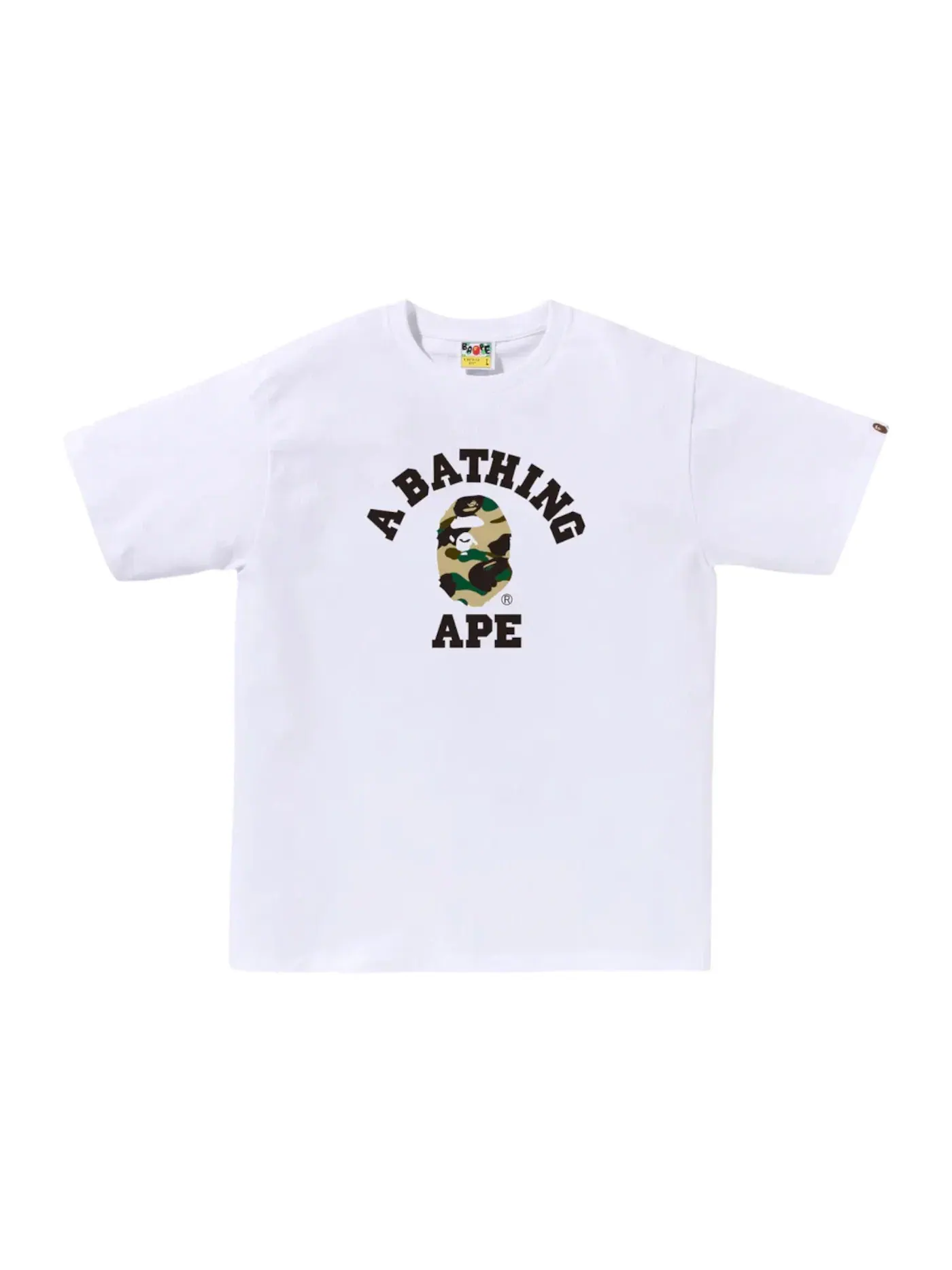Мужская футболка с принтом BAPE 1st Camo College Tee (FW25) BAPE — изображение 1 из 1, белый желтый