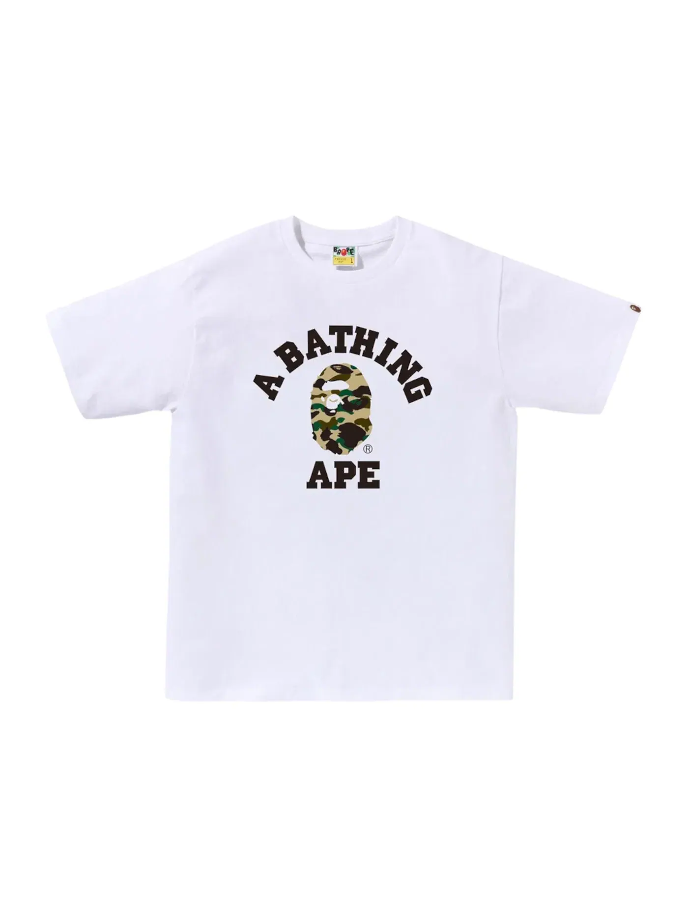 Мужская футболка с принтом BAPE 1st Camo College Tee BAPE — изображение 1 из 1, белый/желтый