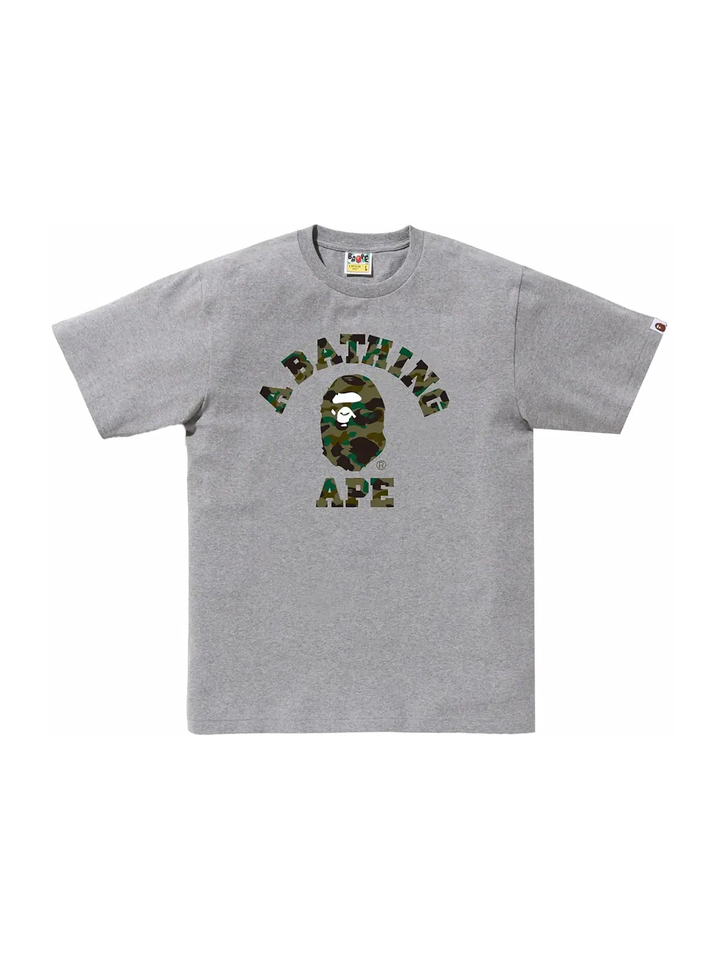 Мужская футболка с камуфляжным принтом BAPE 1st Camo College Tee BAPE — изображение 1 из 1, серый/зеленый