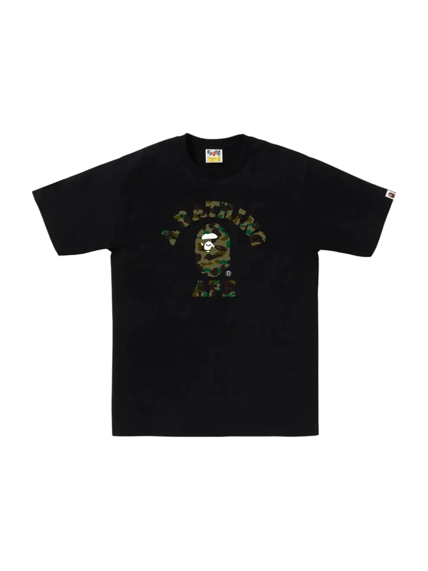 Мужская футболка с принтом BAPE 1st Camo College Tee BAPE — изображение 1 из 1, черный/зеленый