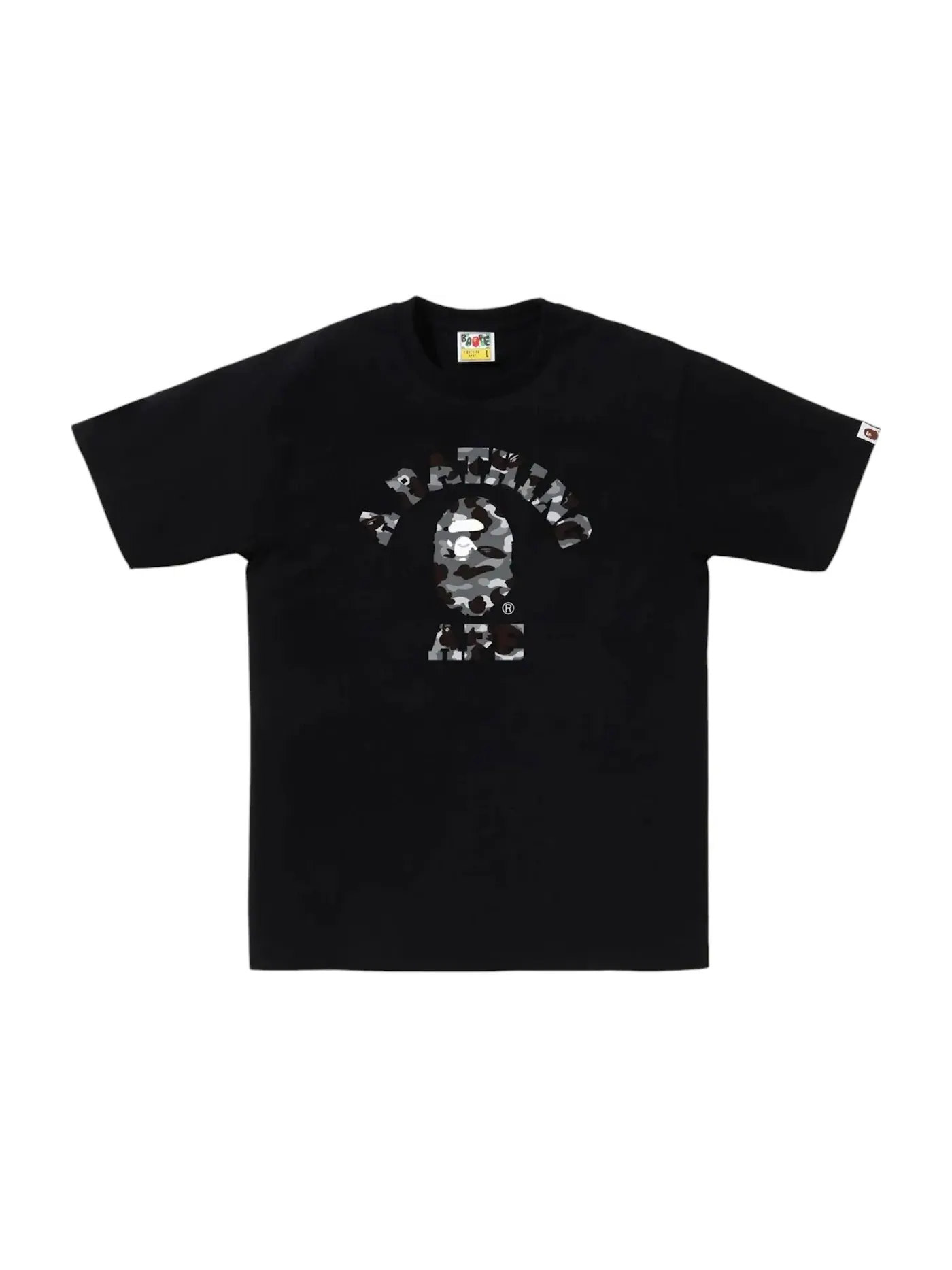Мужская футболка с принтом BAPE 1st Camo College Tee BAPE — изображение 1 из 1, черный/серый