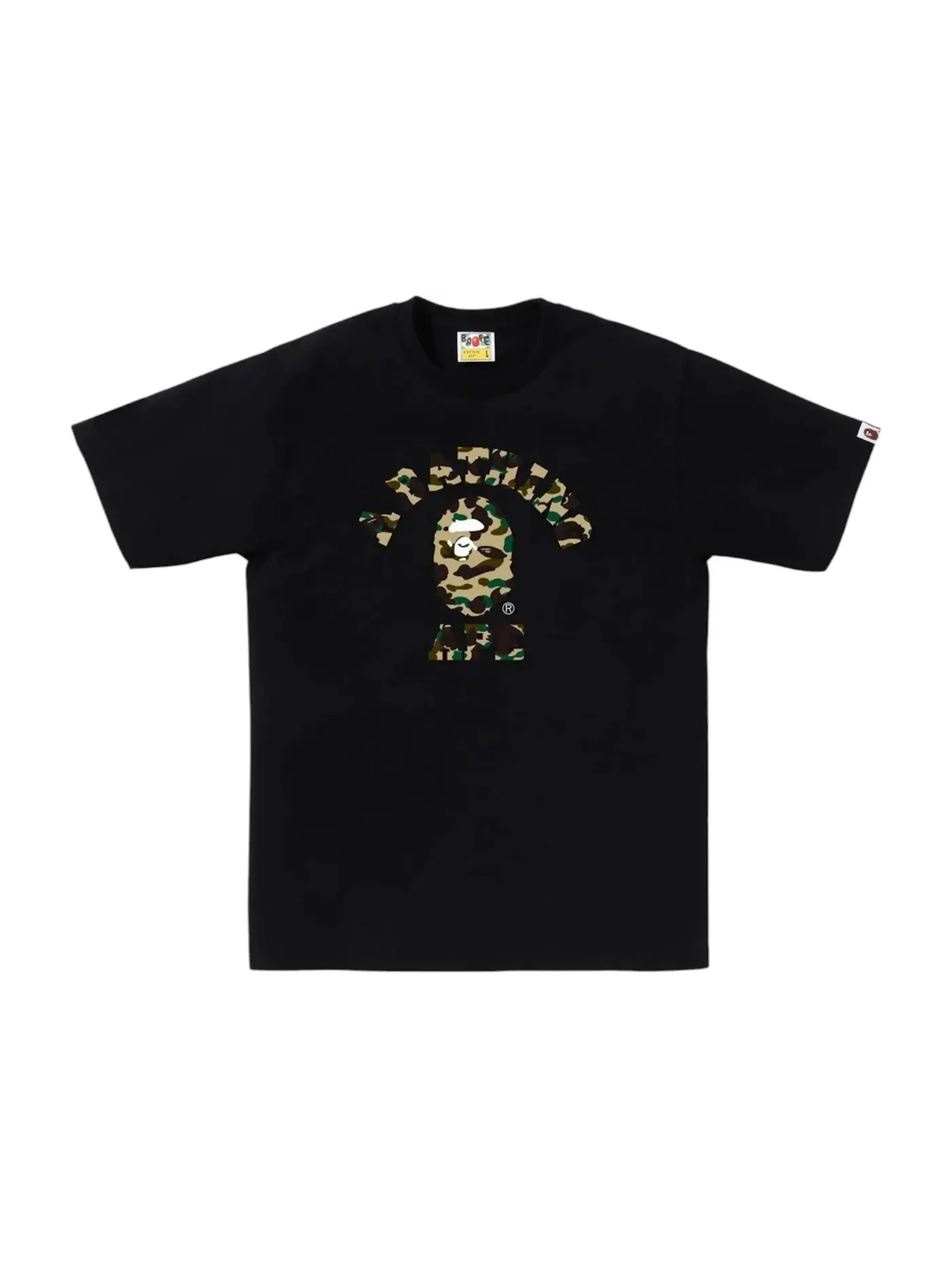 Мужская футболка с камуфляжным принтом BAPE 1st Camo College Tee — изображение 1 из 1, черный/желтый