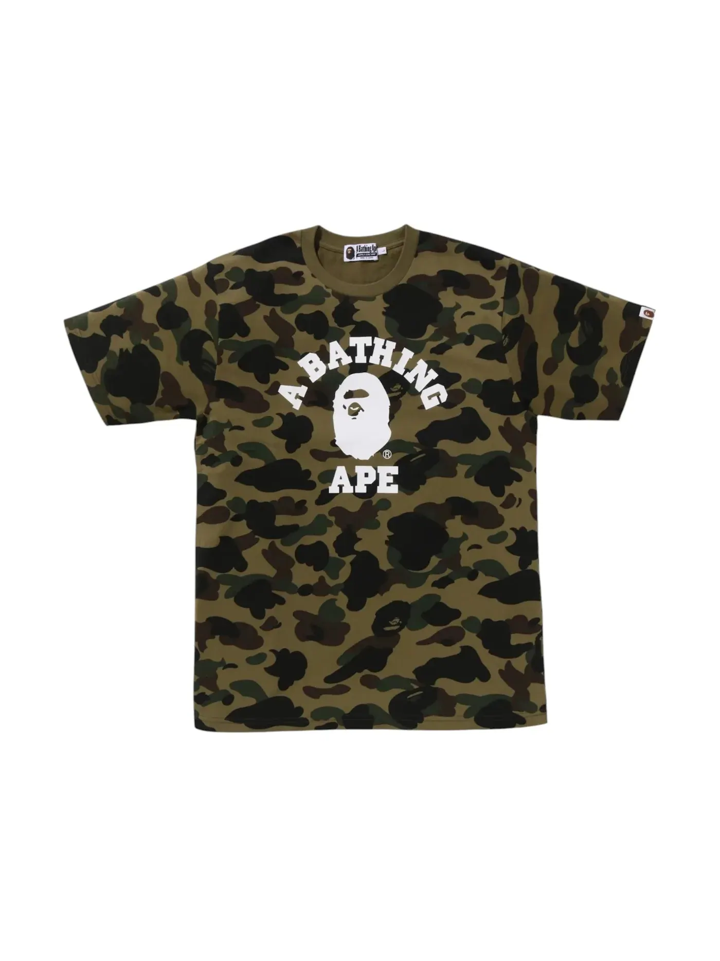 Мужская футболка с камуфляжным принтом BAPE 1st Camo College Tee — изображение 1 из 1, зеленый