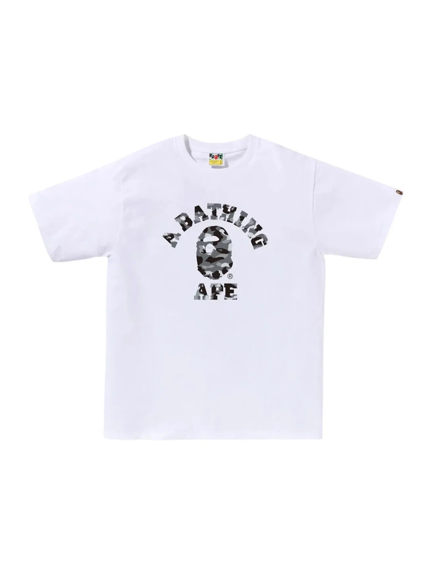 Мужская футболка с принтом BAPE 1st Camo College Tee — изображение 1 из 1, белый/серый