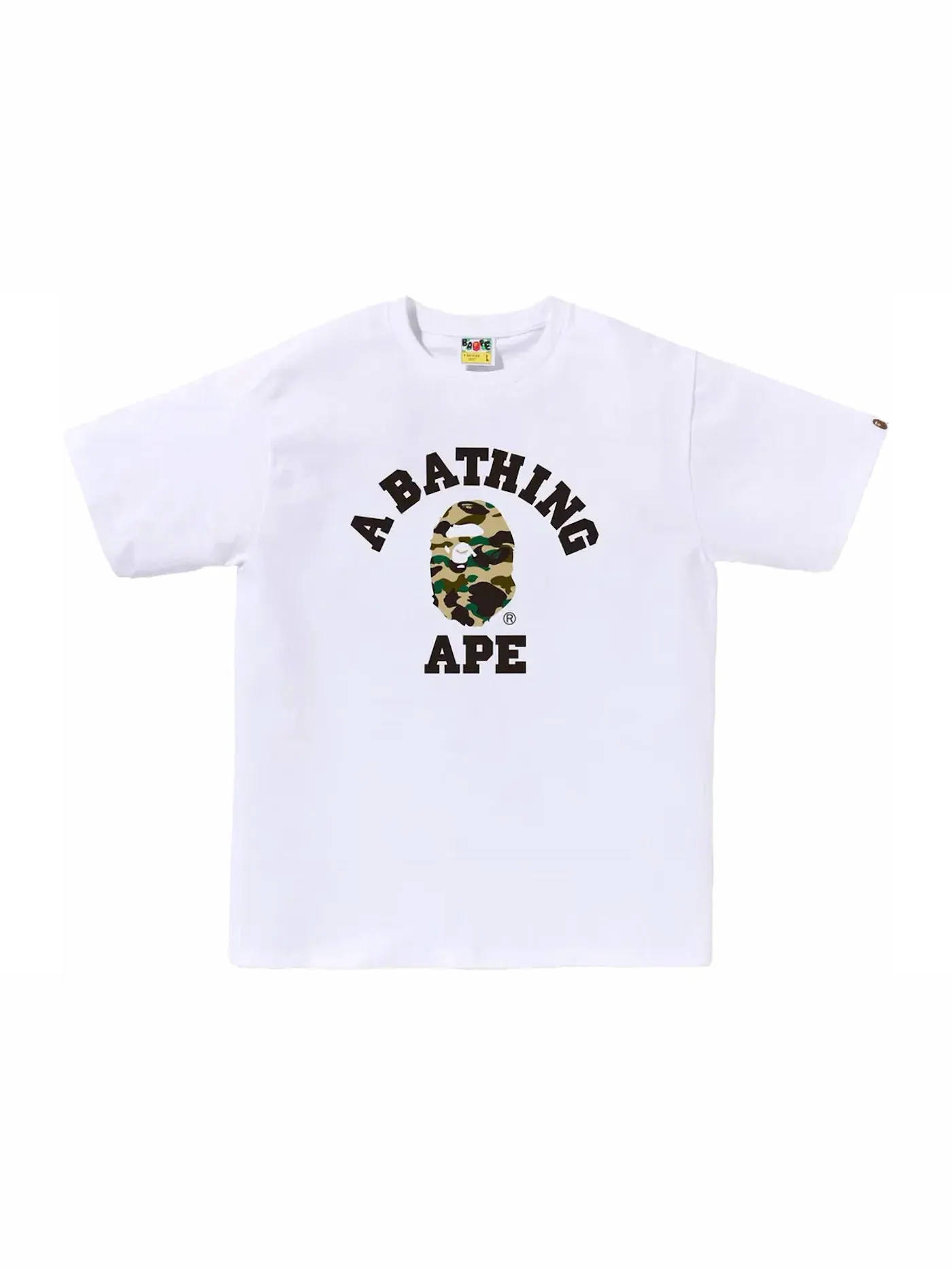 Мужская футболка с принтом BAPE 1st Camo College Tee BAPE — изображение 1 из 1, белый/желтый