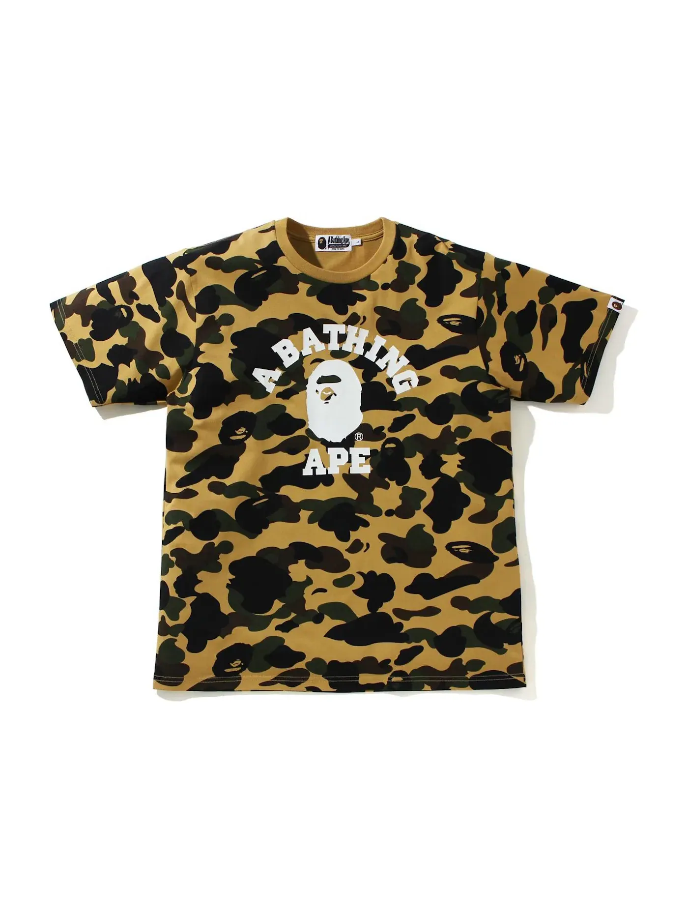 Мужская футболка с камуфляжным принтом BAPE 1st Camo College Tee (SS21) BAPE — изображение 1 из 1, желтый
