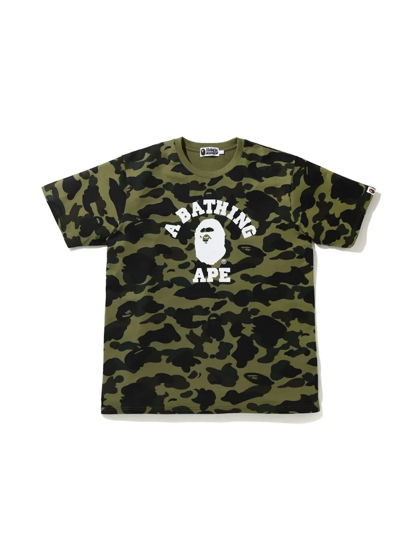 Мужская футболка с камуфляжным принтом BAPE 1st Camo College Wide Fit Tee — изображение 1 из 1, зеленый