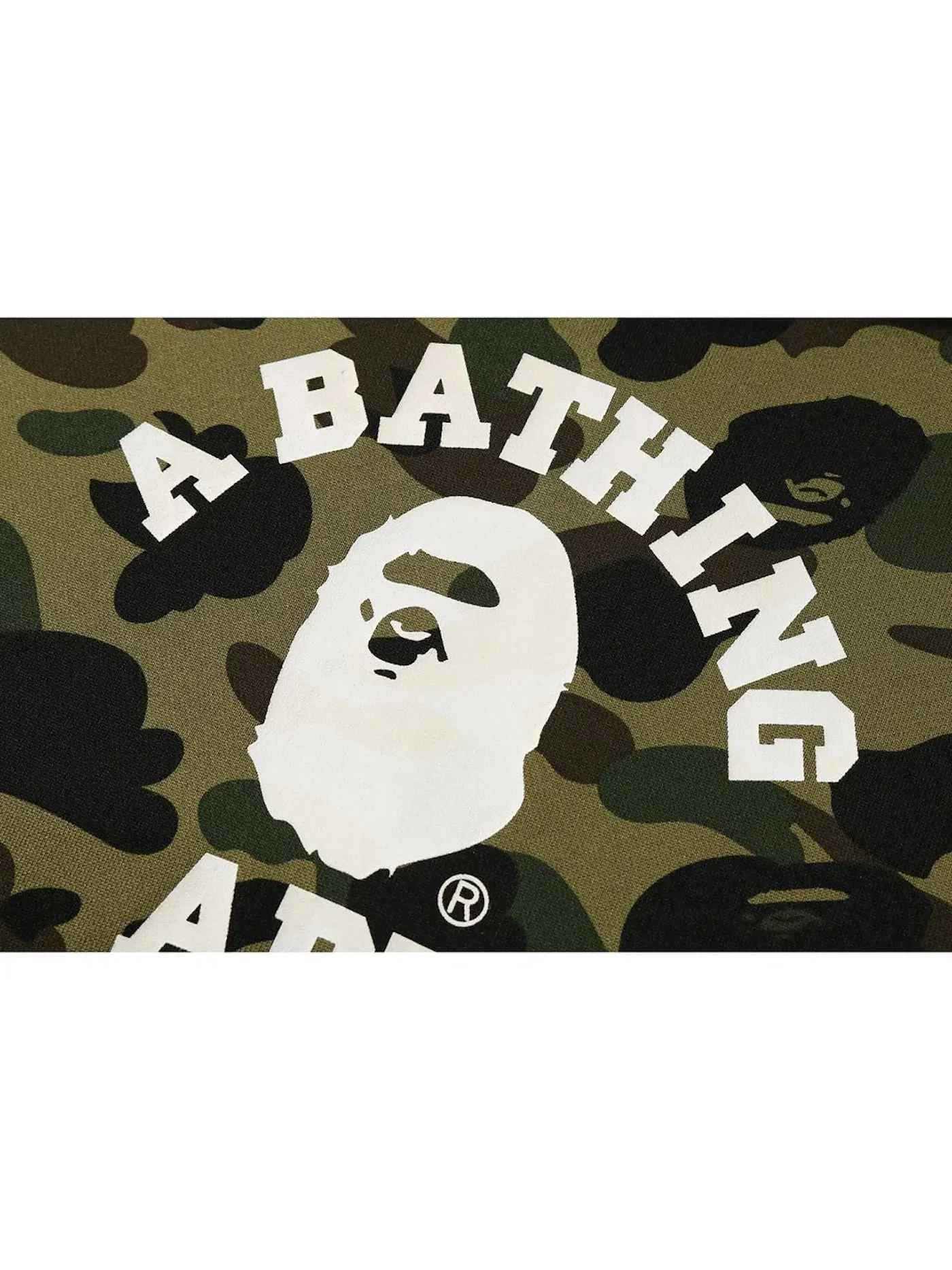 Мужской свитшот-худи с принтом BAPE 1st Camo College Wide Pullover Hoodie BAPE — изображение 2 из 2, зеленый