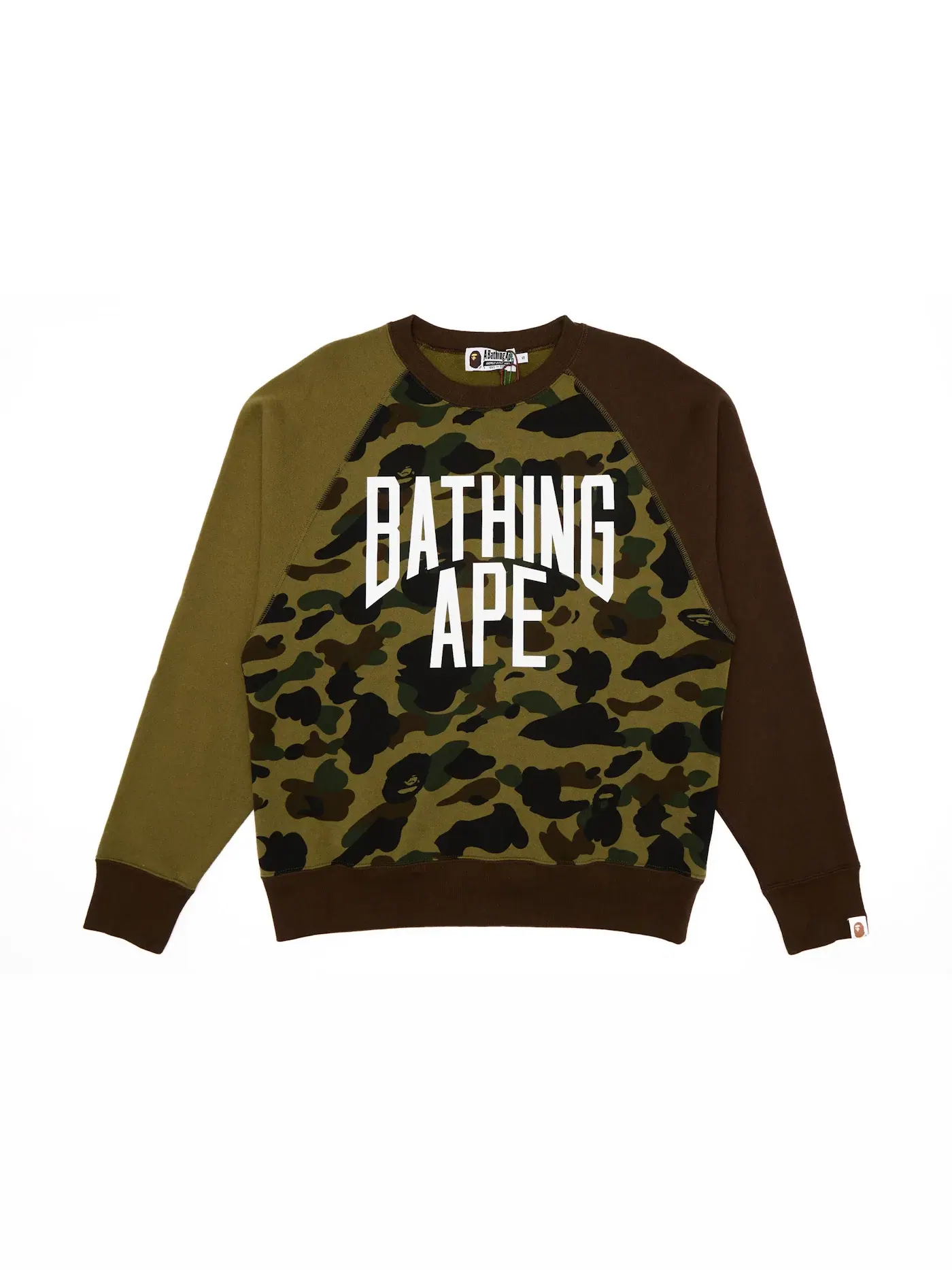 Мужской свитшот свободного кроя с принтом BAPE 1st Camo Crazy NYC Logo BAPE — изображение 1 из 2, зеленый