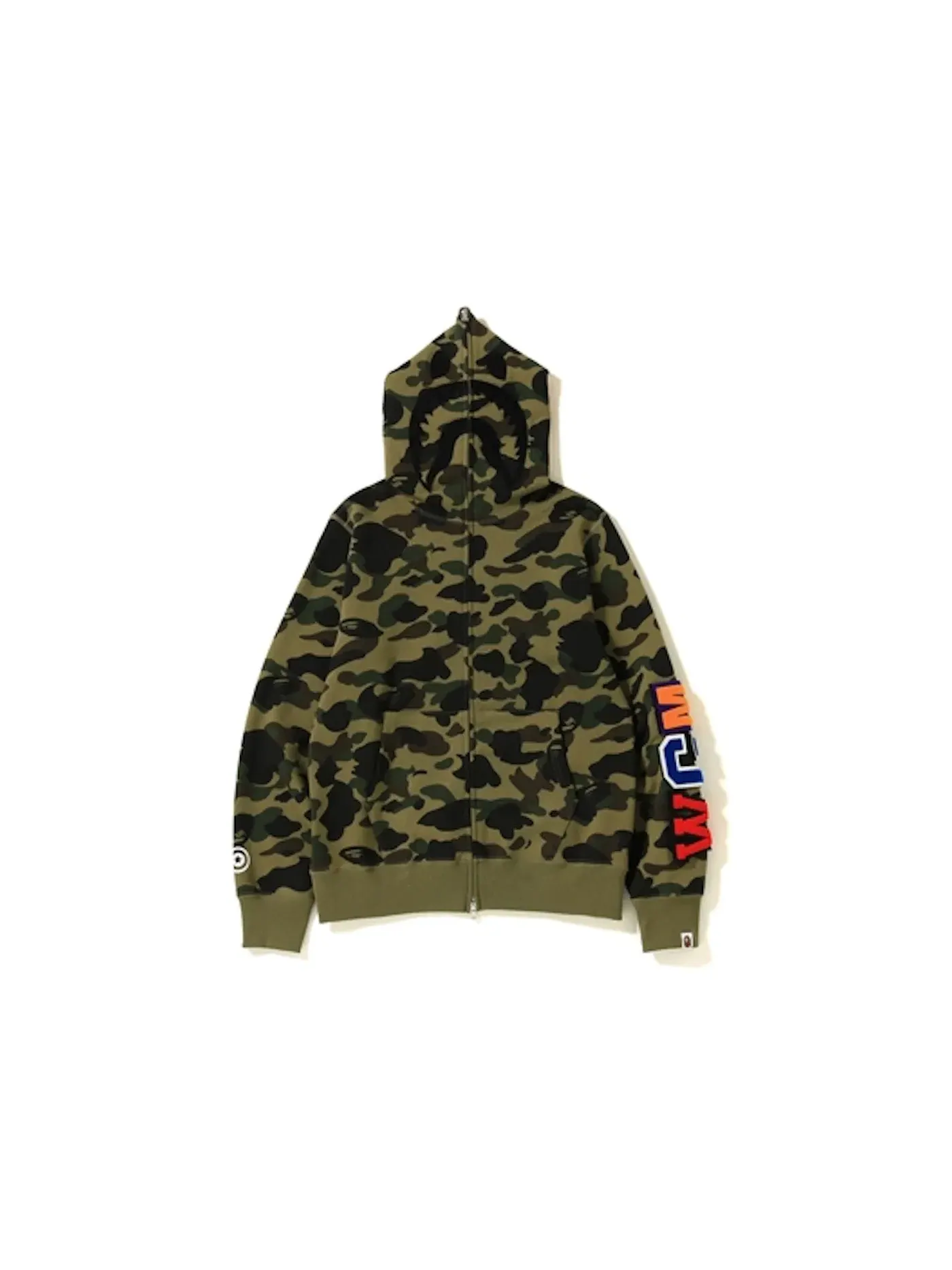 Мужская худи с камуфляжным принтом BAPE 1st Camo Detachable Shark Hoodie — изображение 1 из 3, зеленый
